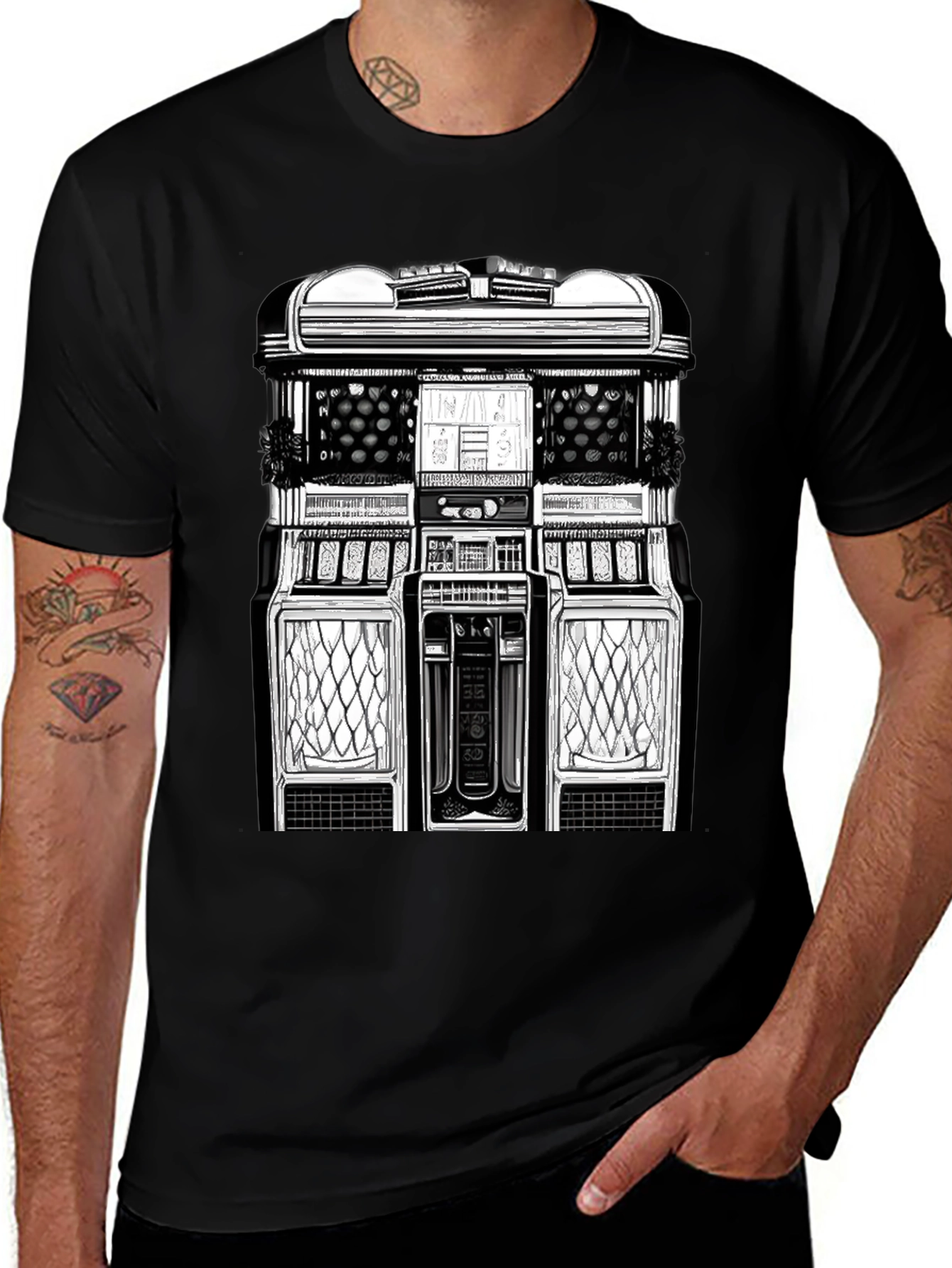 Retro Jukebox Graphic Tee - Classic Music Style Shirt