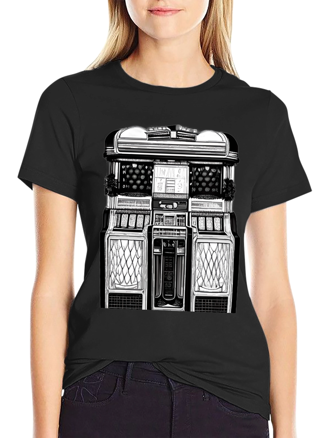 Retro Jukebox Graphic Tee - Classic Music Style Shirt