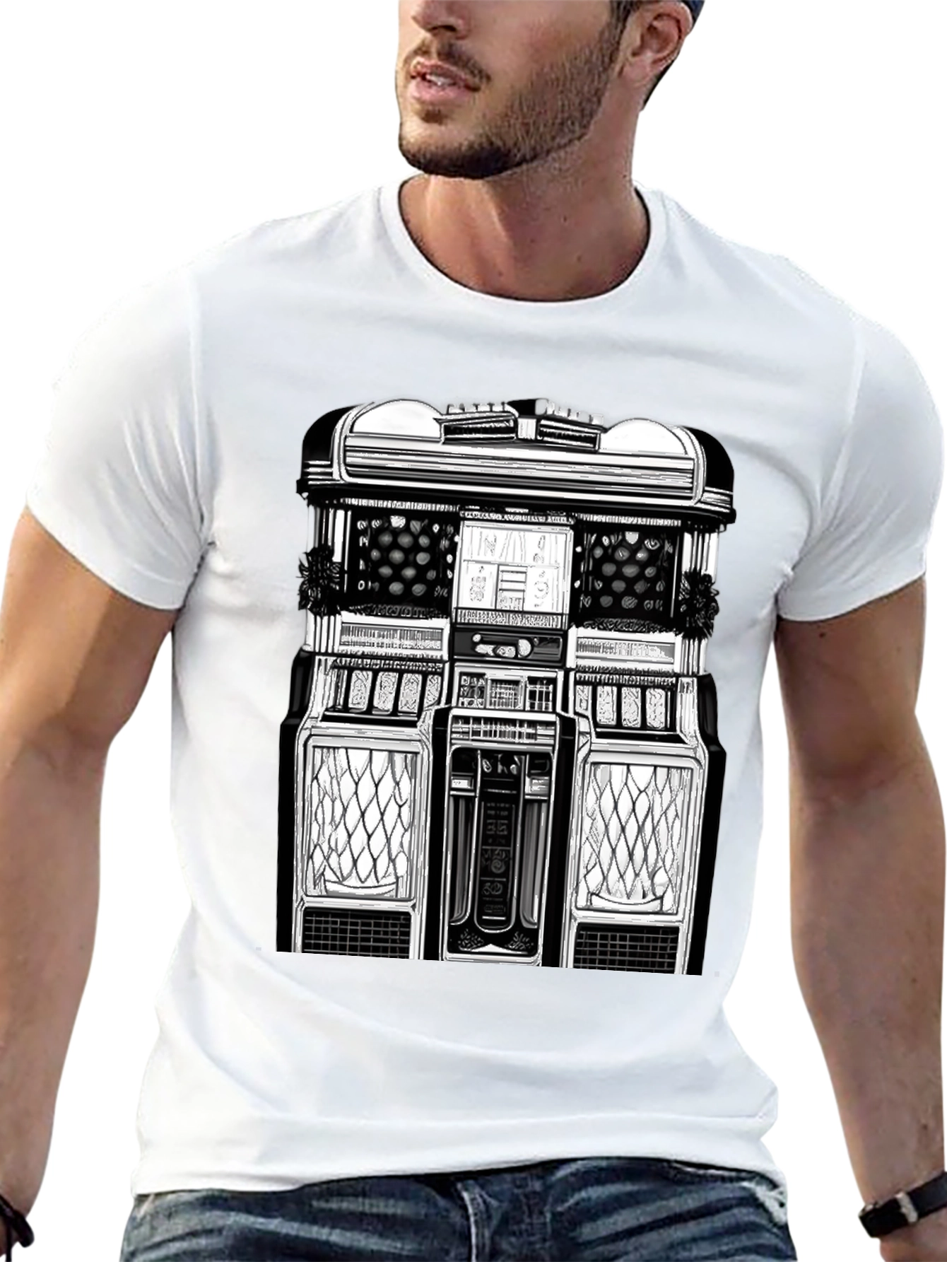 Retro Jukebox Graphic Tee - Classic Music Style Shirt