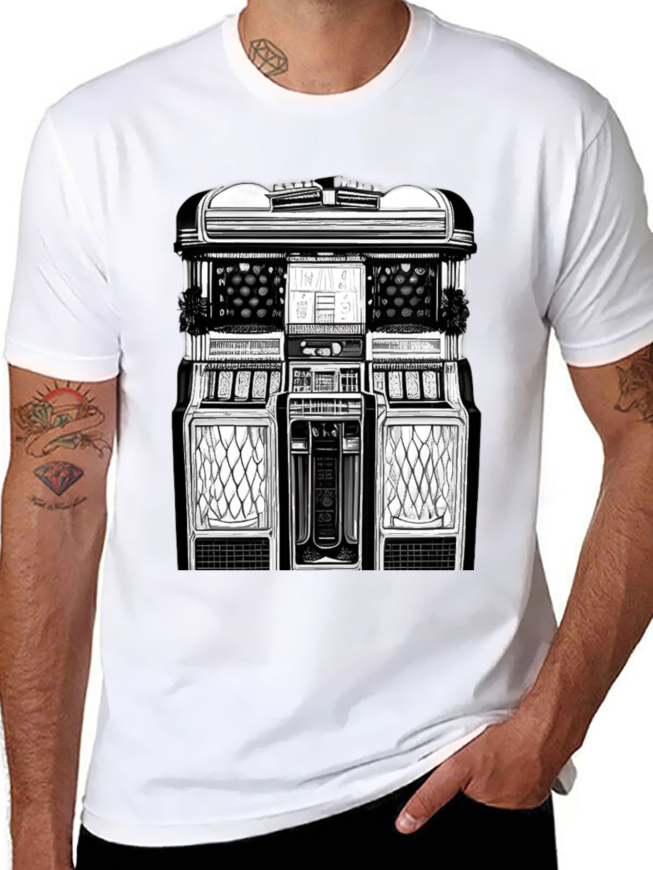 Retro Jukebox Graphic Tee - Classic Music Style Shirt