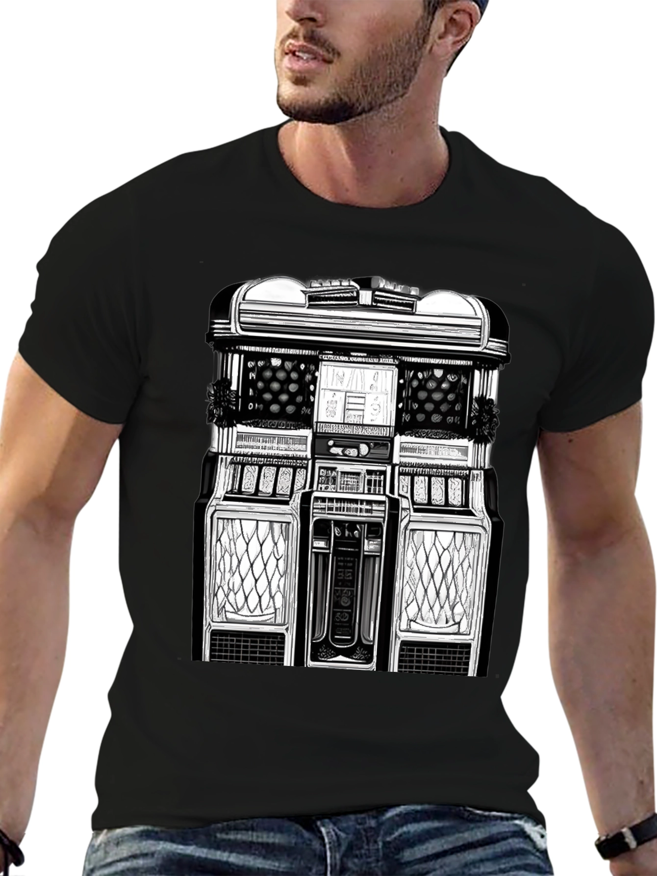 Retro Jukebox Graphic Tee - Classic Music Style Shirt