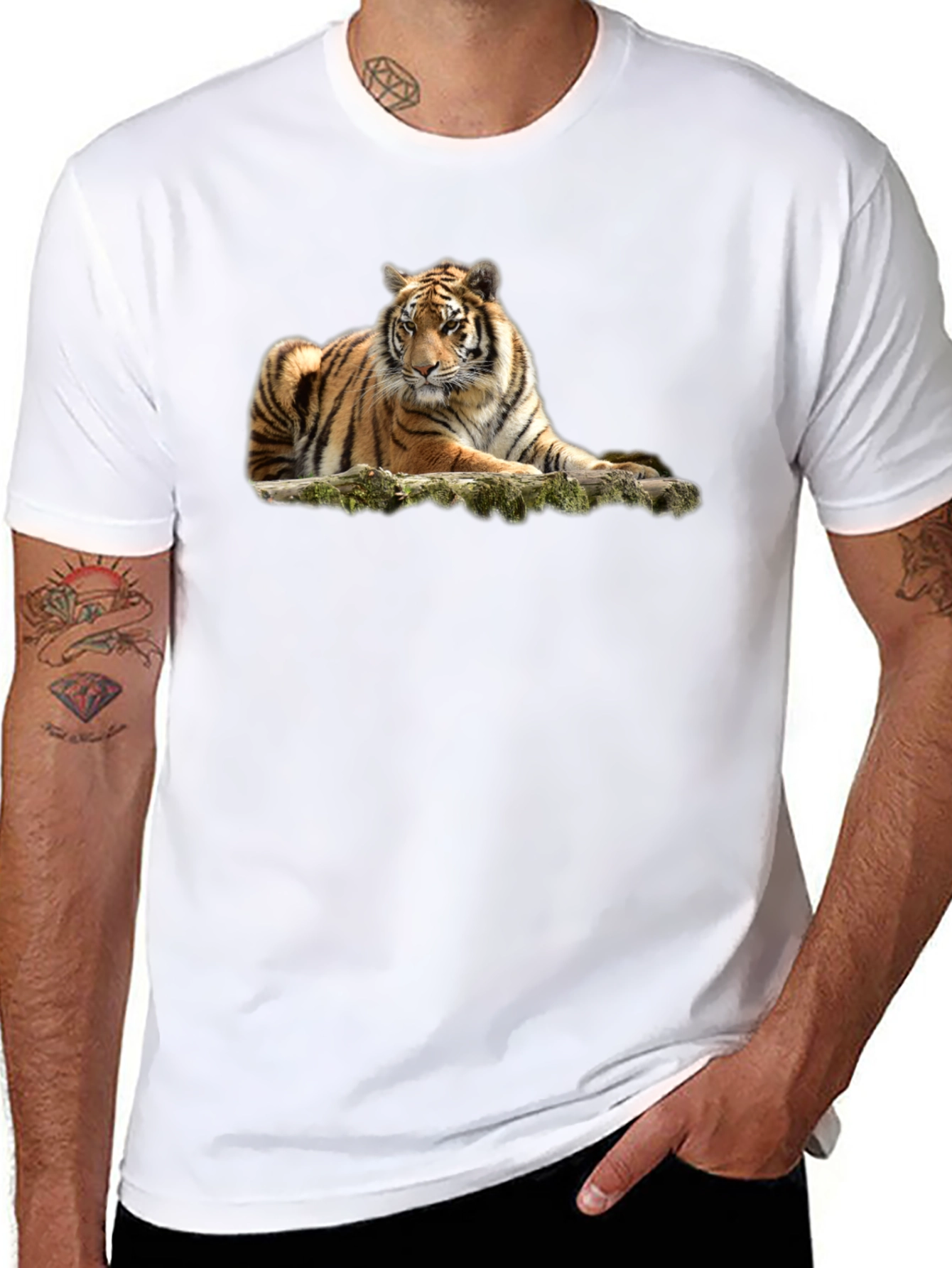 Tiger Graphic T-Shirt - Black Crew Neck Tee