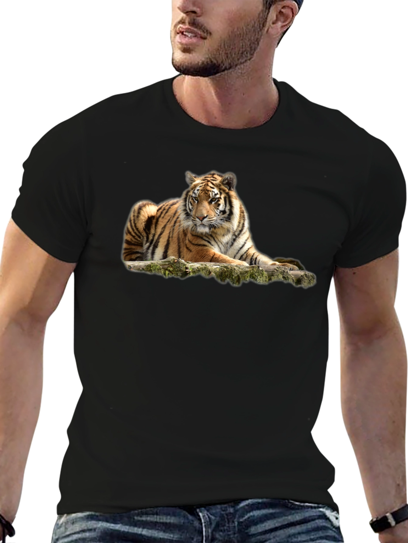 Tiger Graphic T-Shirt - Black Crew Neck Tee