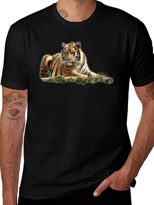 Tiger Graphic T-Shirt - Black Crew Neck Tee