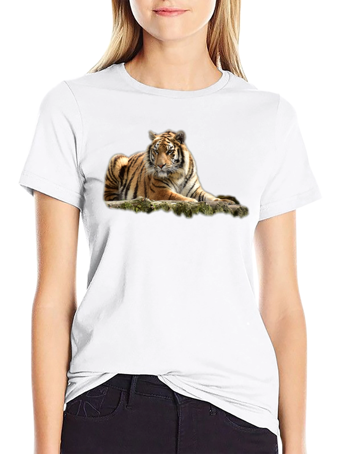 Tiger Graphic T-Shirt - Black Crew Neck Tee