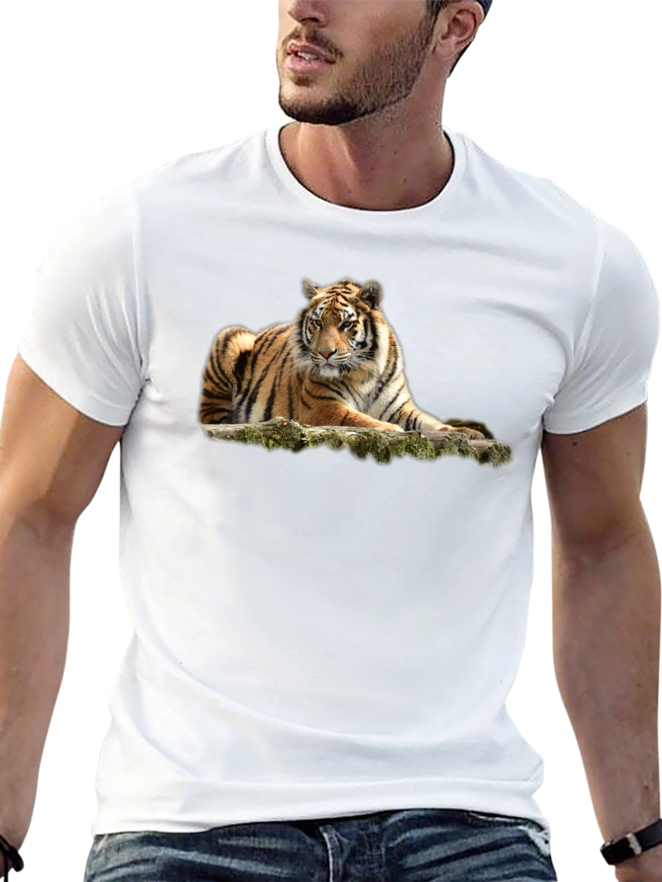 Tiger Graphic T-Shirt - Black Crew Neck Tee
