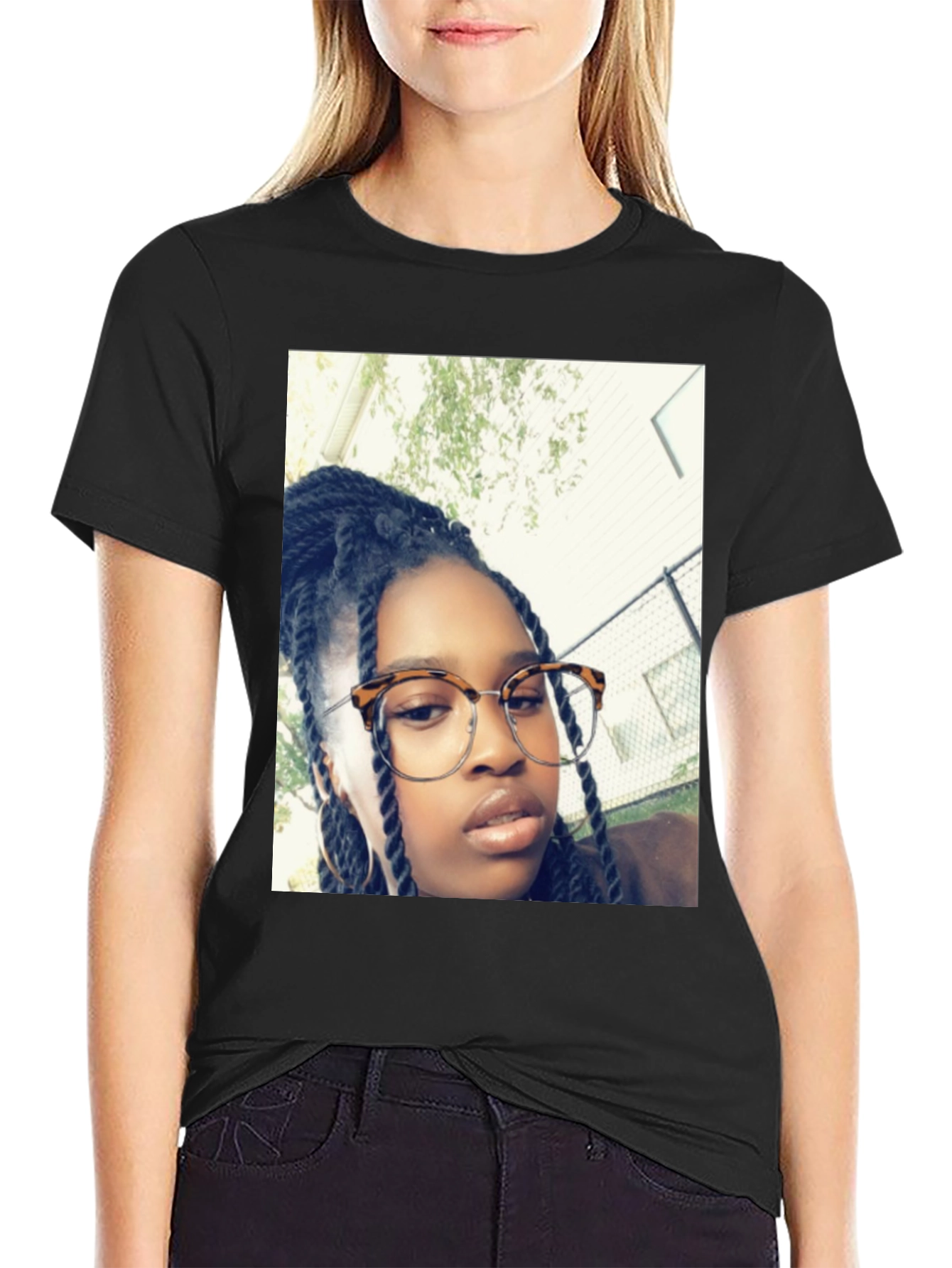 Personalized Photo Print Black T-Shirt
