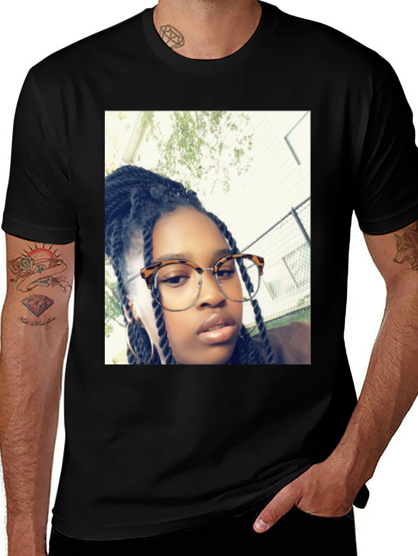 Personalized Photo Print Black T-Shirt
