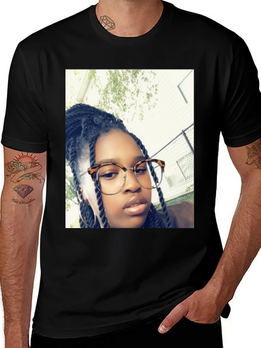 Personalized Photo Print Black T-Shirt