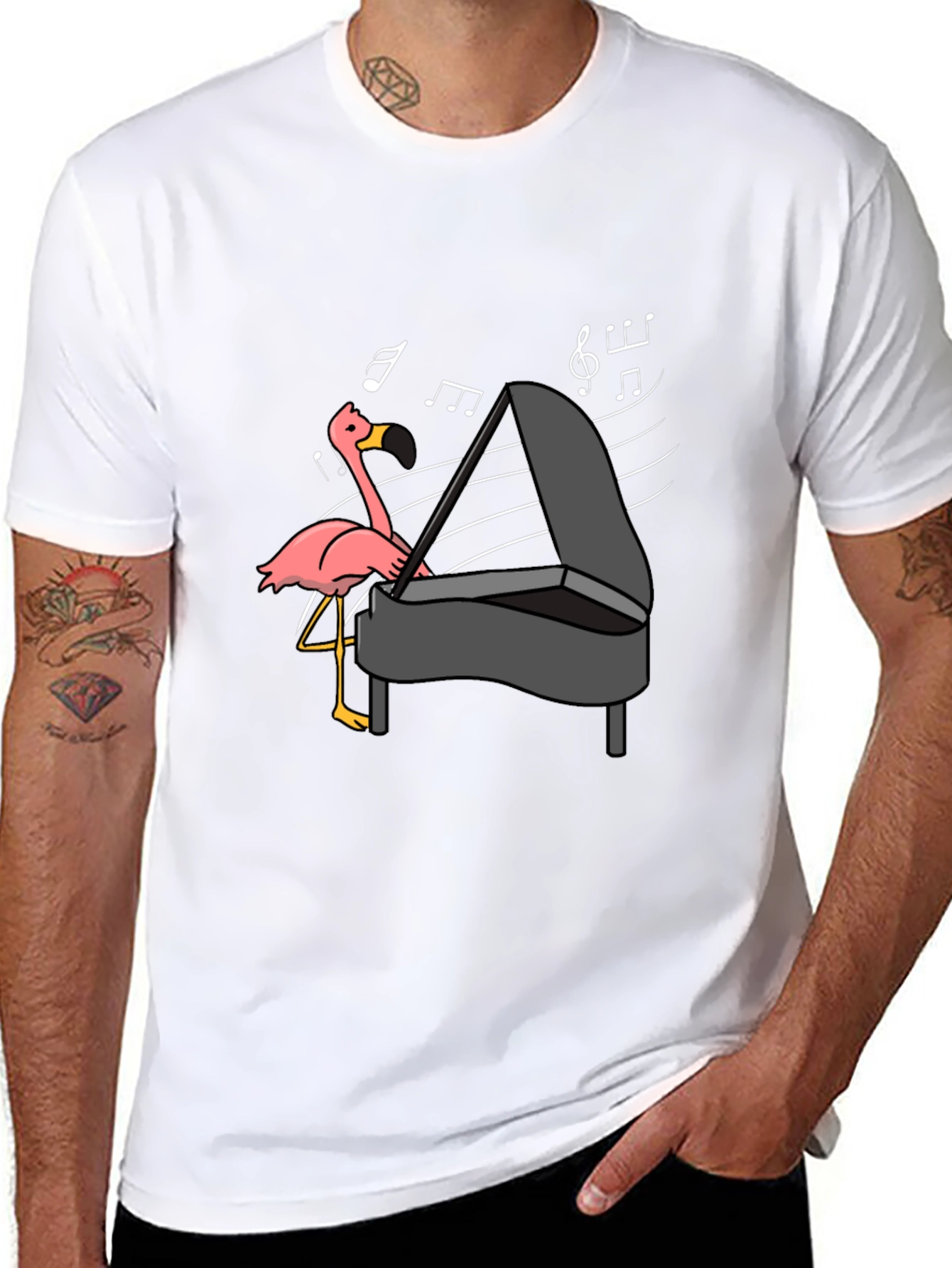 Flamingo Playing Piano T-Shirt - Music Lover Tee