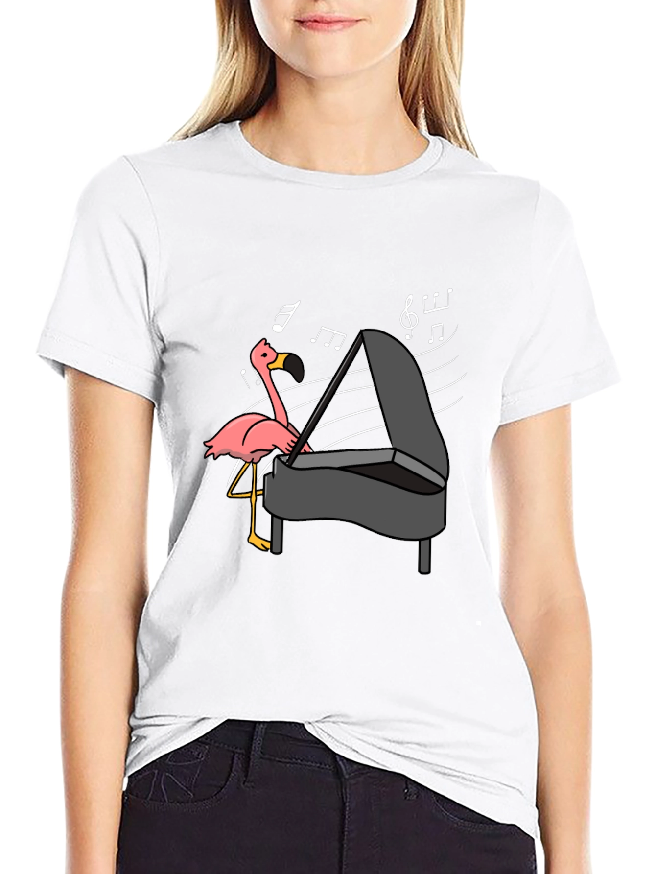 Flamingo Playing Piano T-Shirt - Music Lover Tee