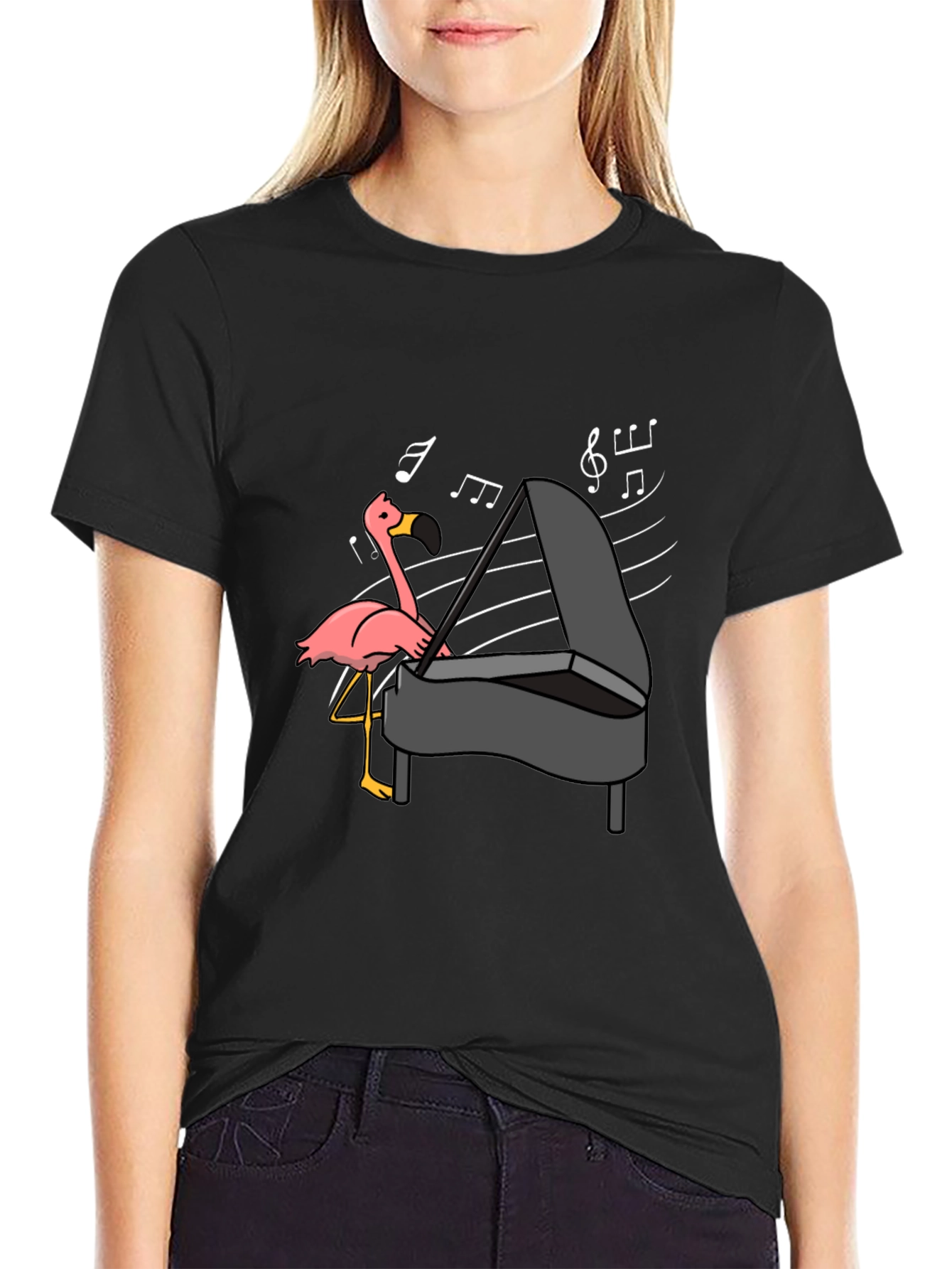 Flamingo Playing Piano T-Shirt - Music Lover Tee