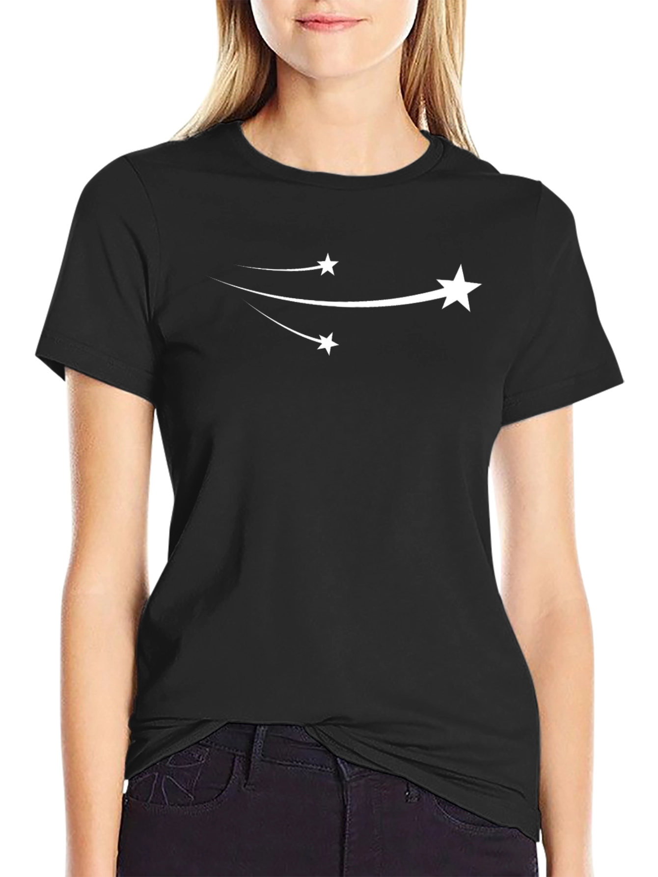 Shooting Star Graphic Tee - Stylish Black Cotton T-Shirt