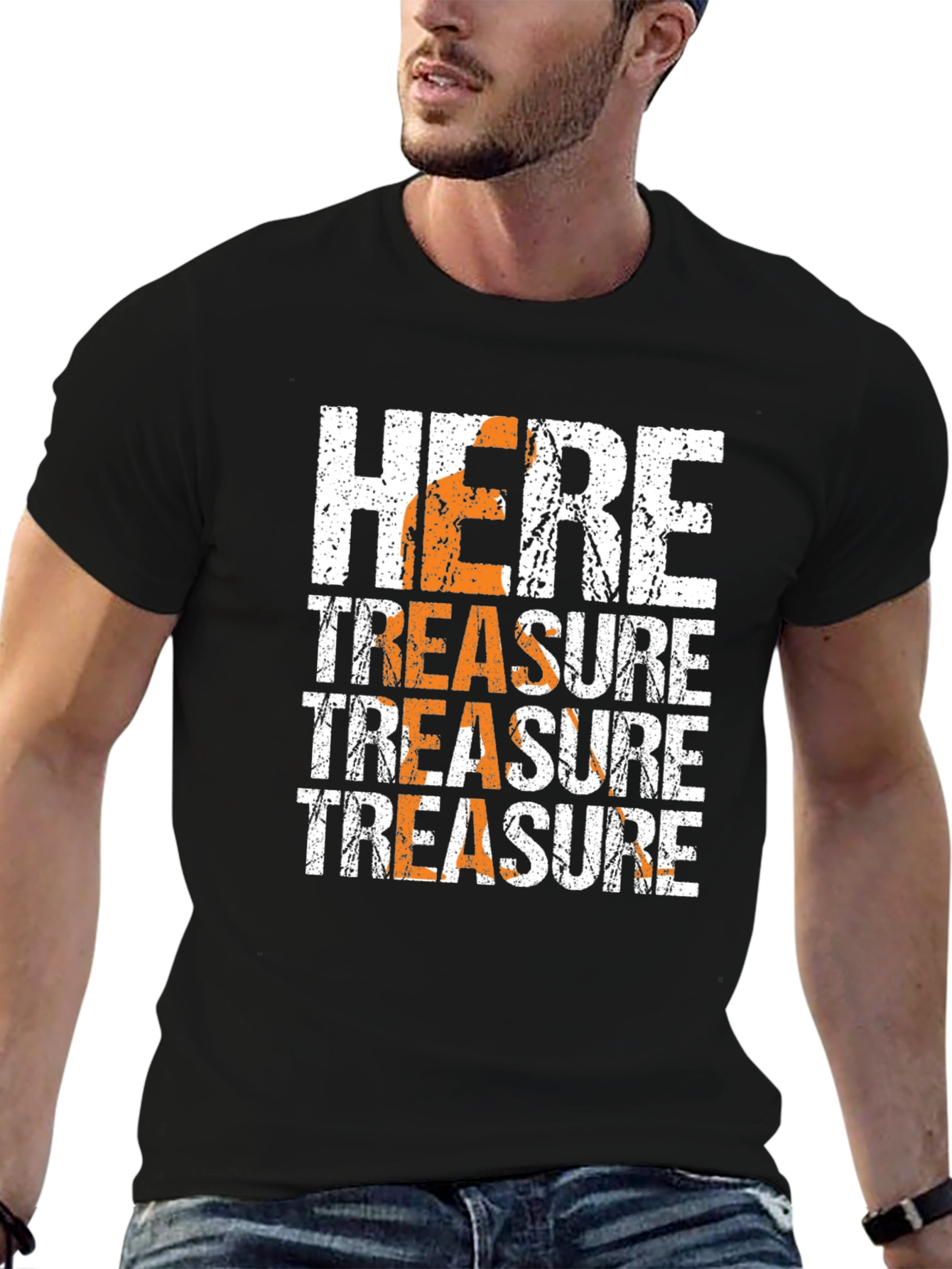 Here Treasure Graphic Print Black T-Shirt