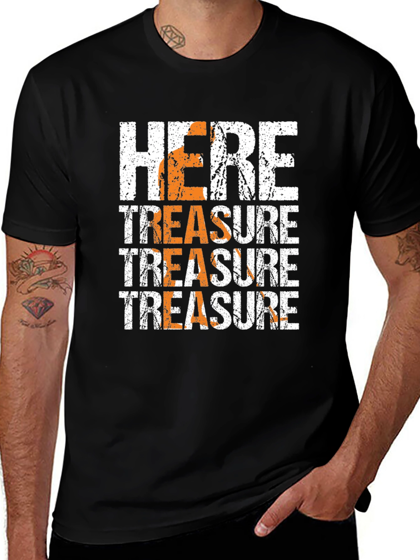 Here Treasure Graphic Print Black T-Shirt