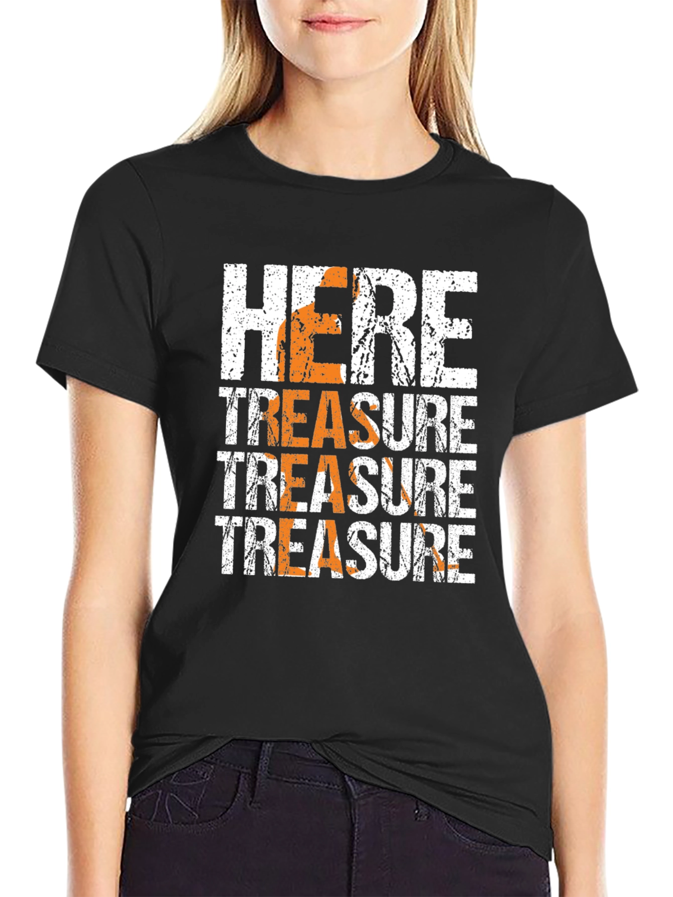 Here Treasure Graphic Print Black T-Shirt