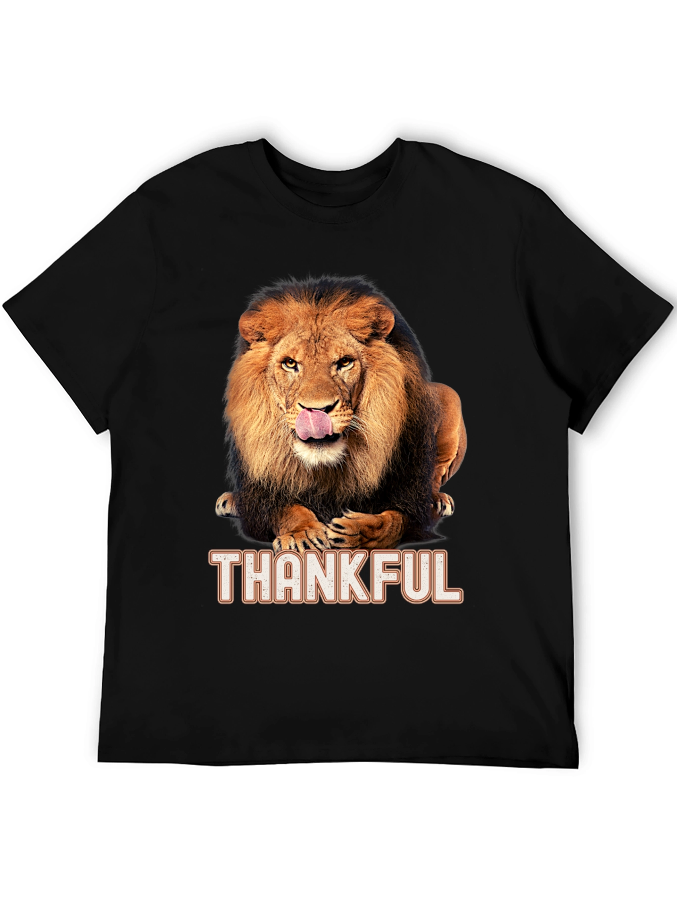 Thankful Lion Graphic T-Shirt - Mens Black Tee