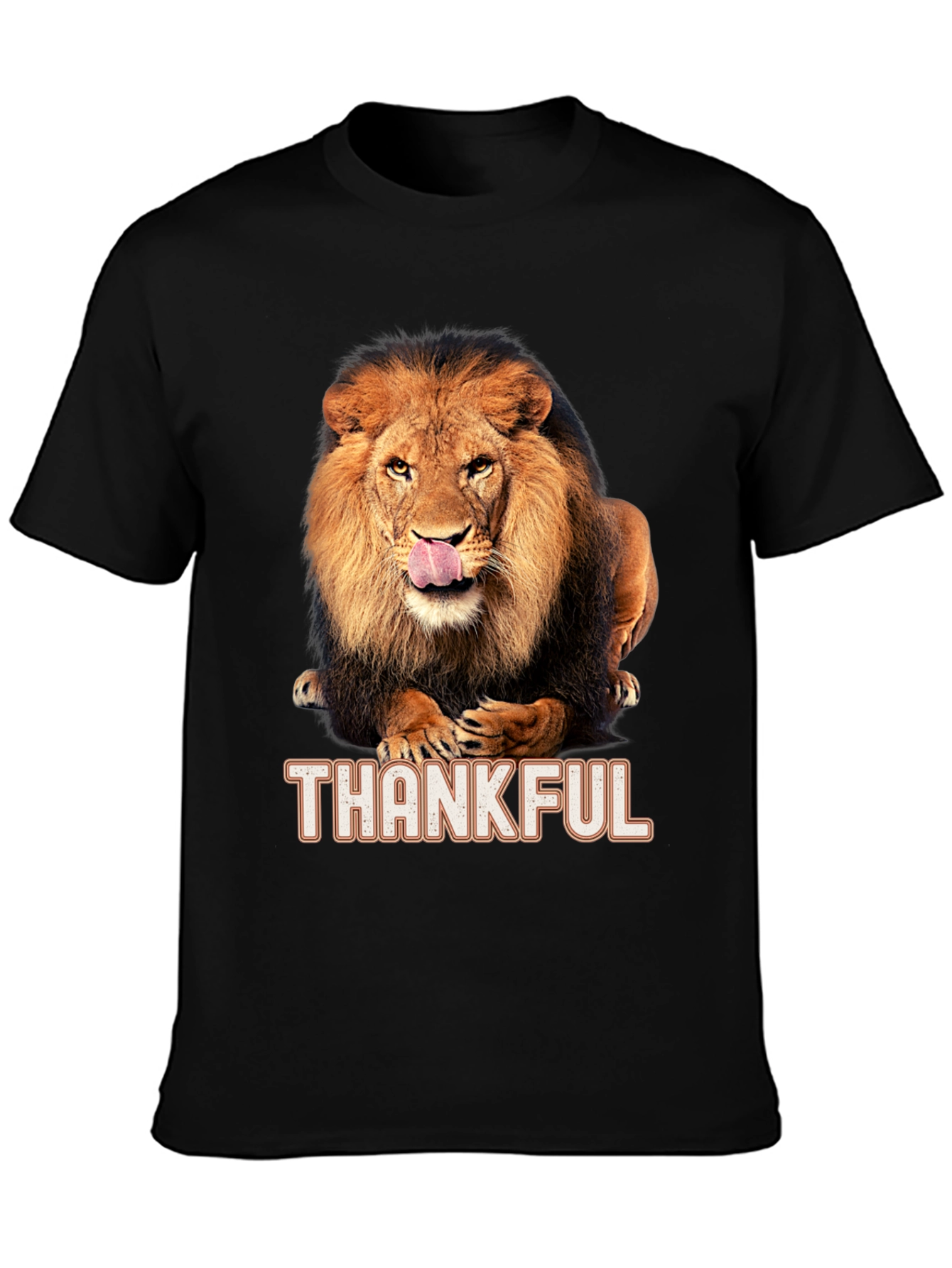 Thankful Lion Graphic T-Shirt - Mens Black Tee