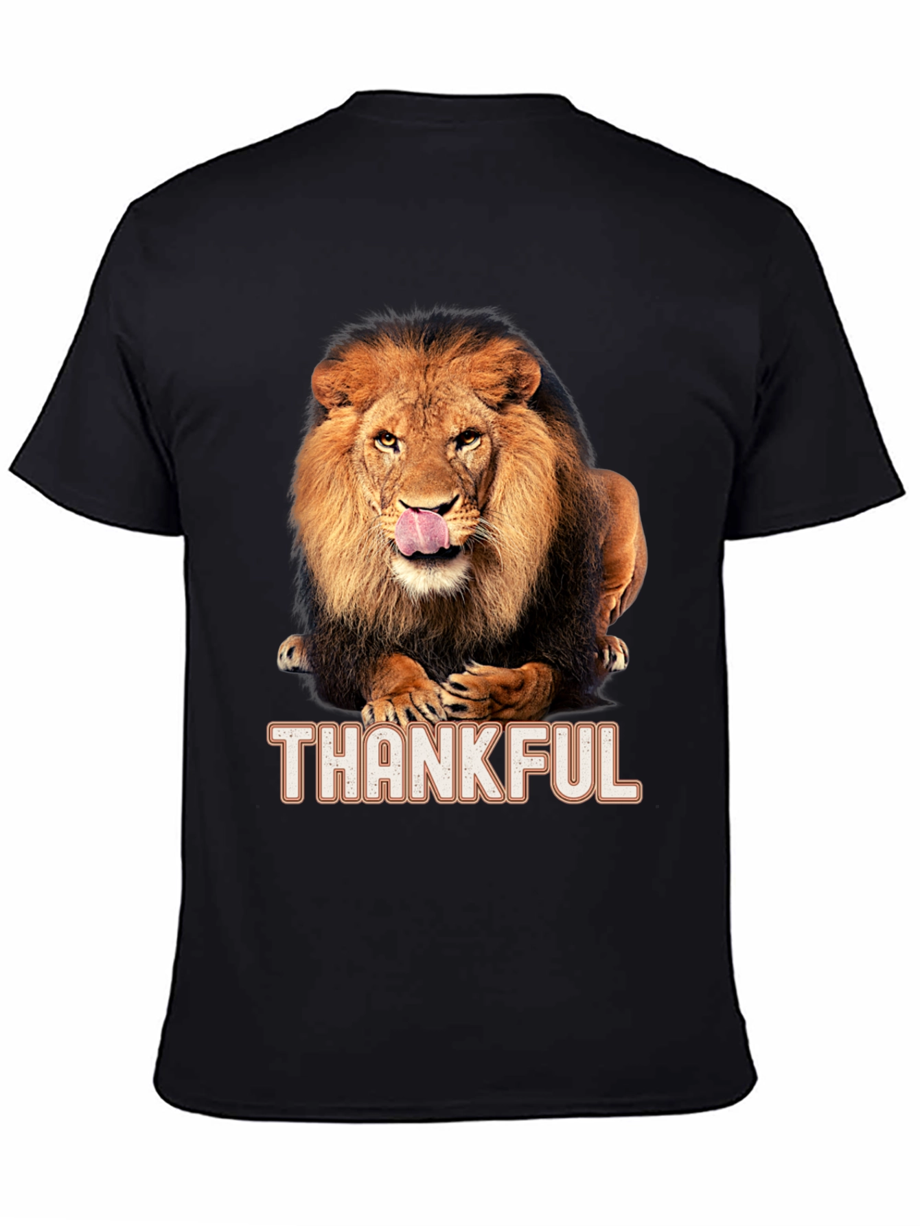 Thankful Lion Graphic T-Shirt - Mens Black Tee