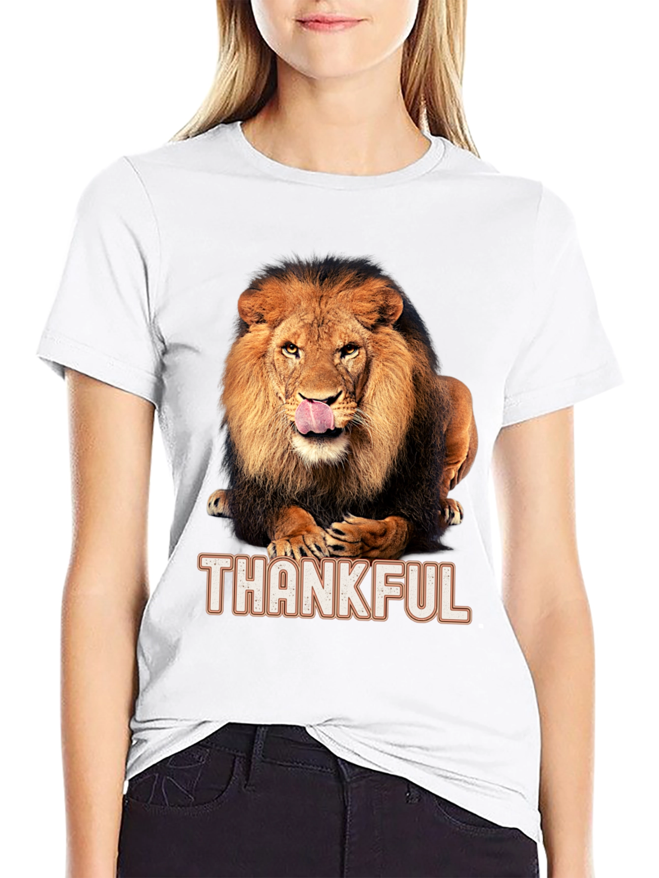 Thankful Lion Graphic T-Shirt - Mens Black Tee