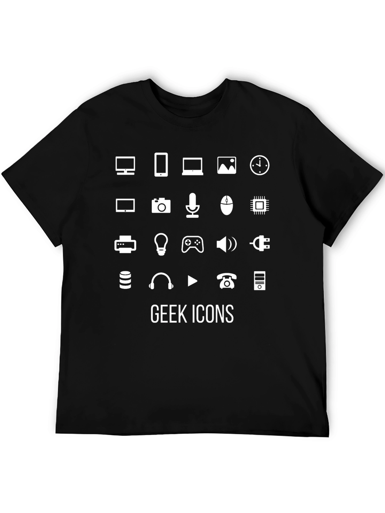 Geek Icons T-Shirt - Black Cotton Graphic Tee