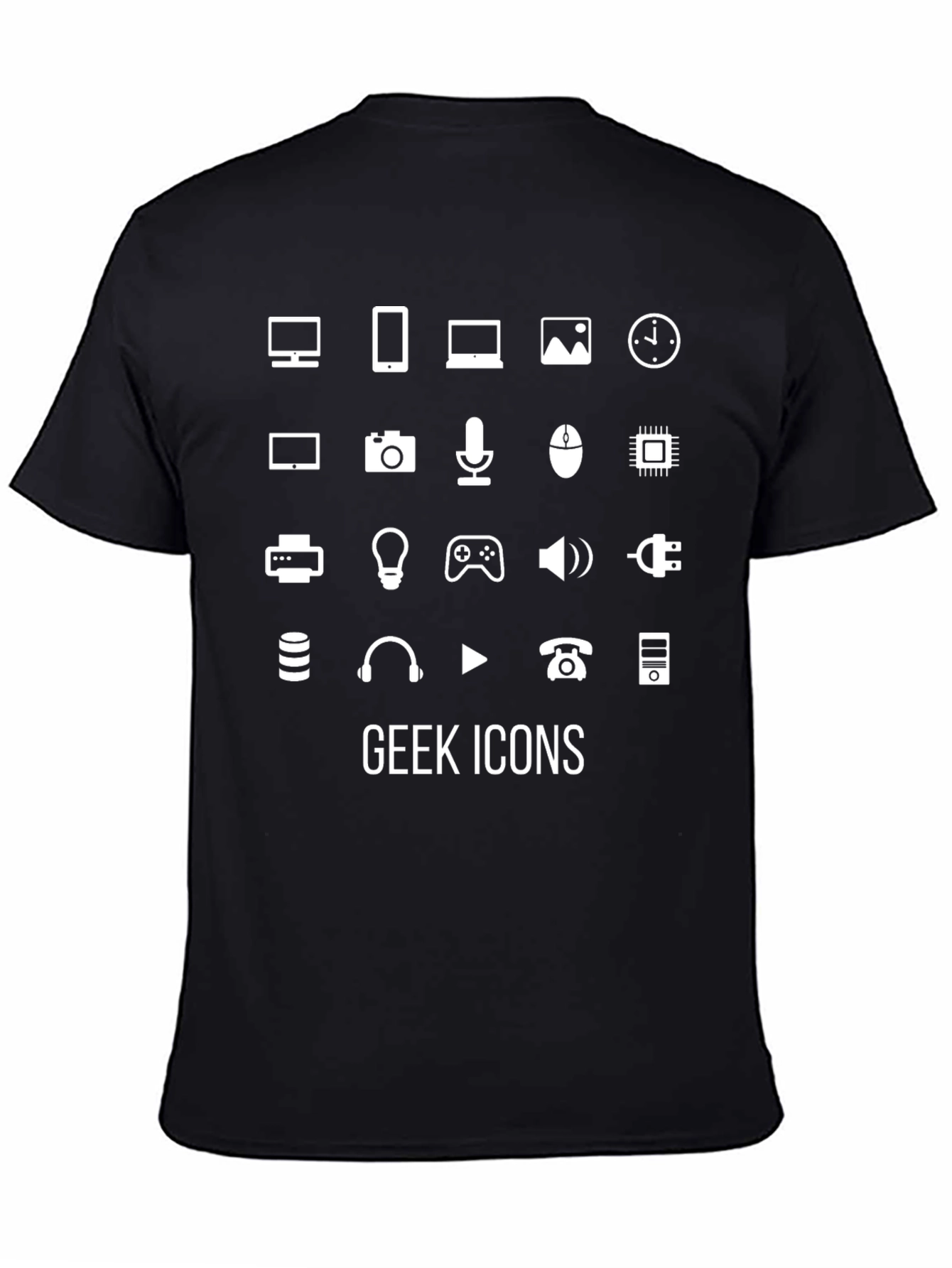 Geek Icons T-Shirt - Black Cotton Graphic Tee