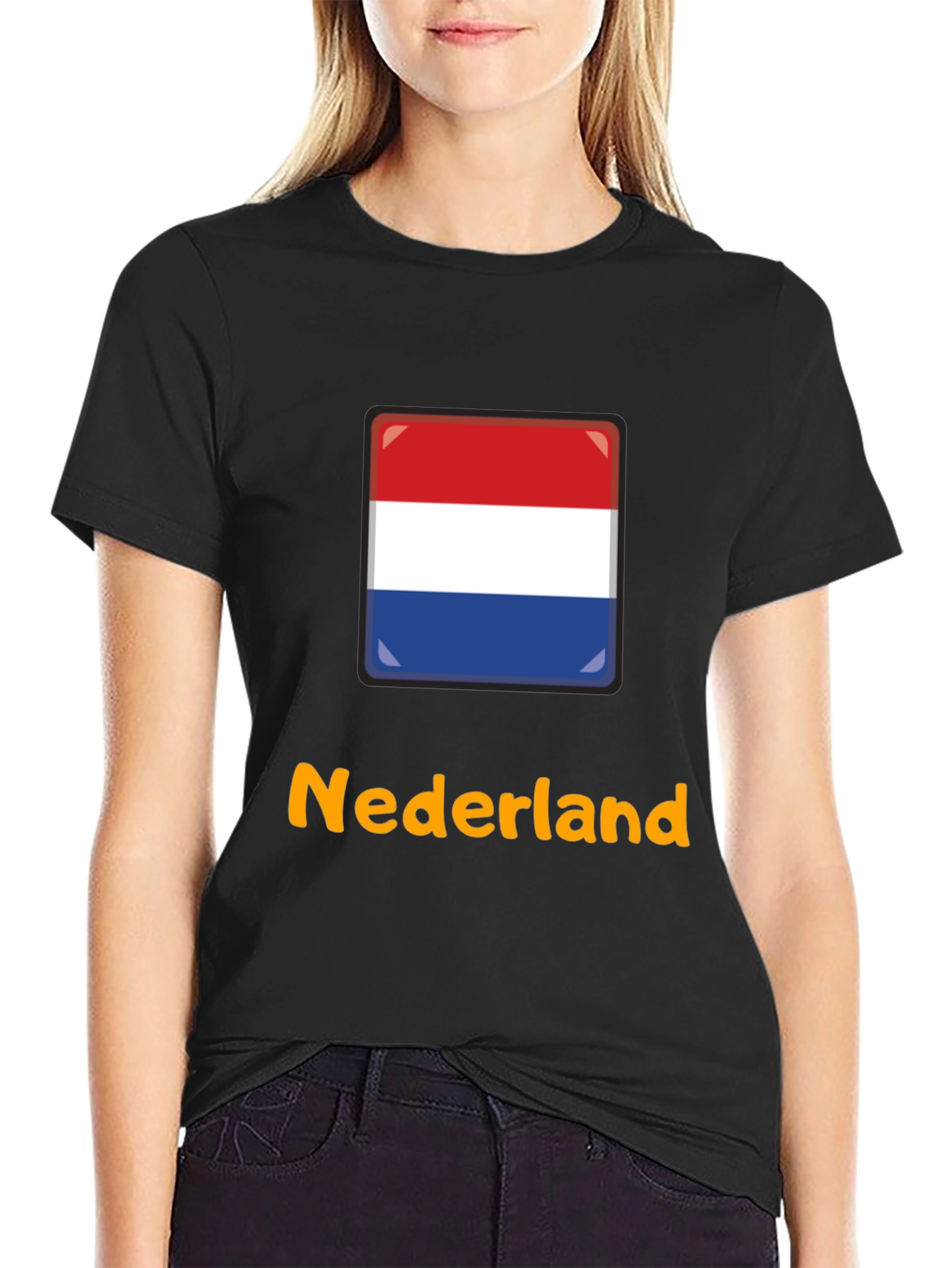 Nederland Flag Graphic T-Shirt - Black Casual Tee