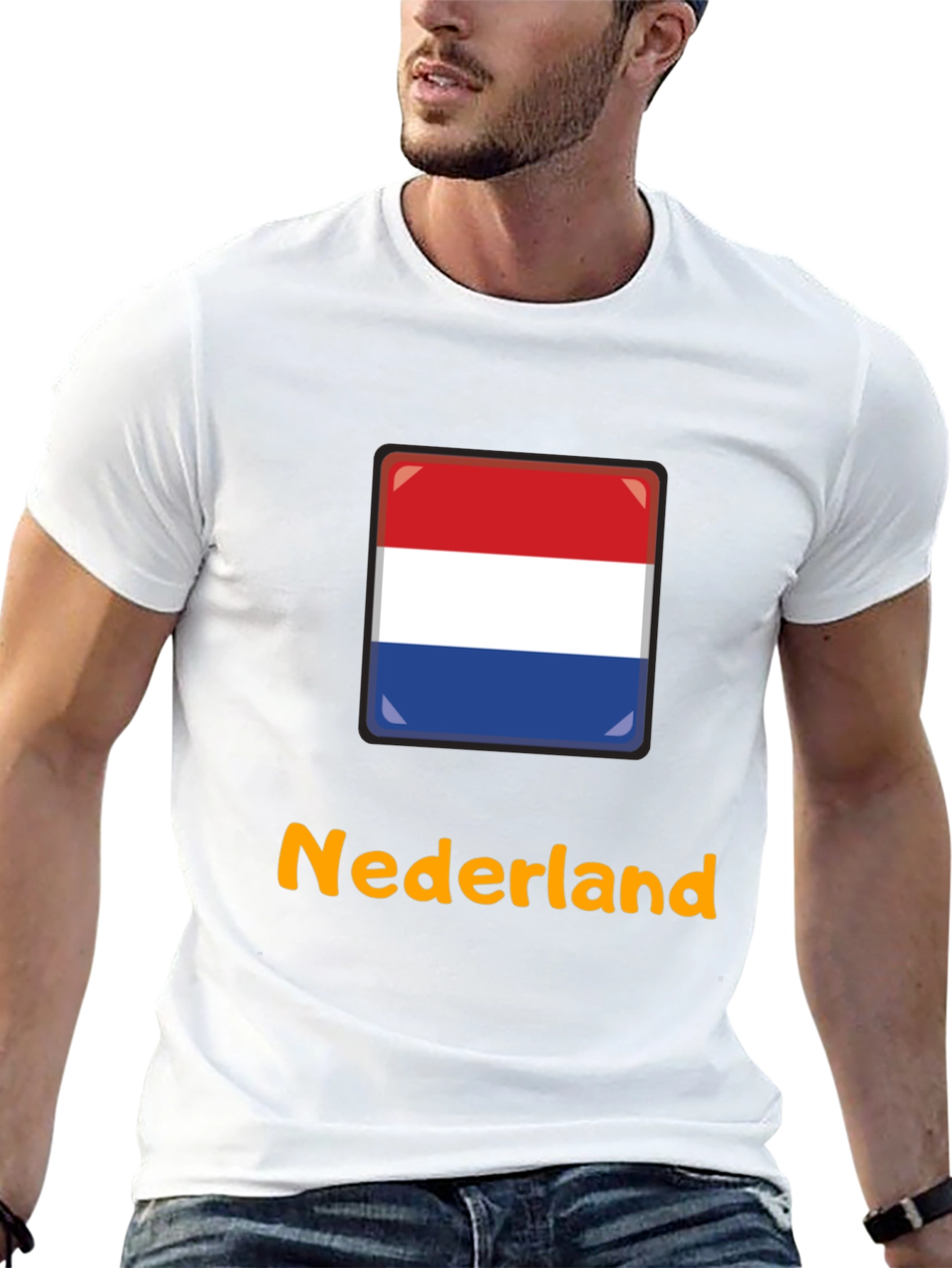 Nederland Flag Graphic T-Shirt - Black Casual Tee