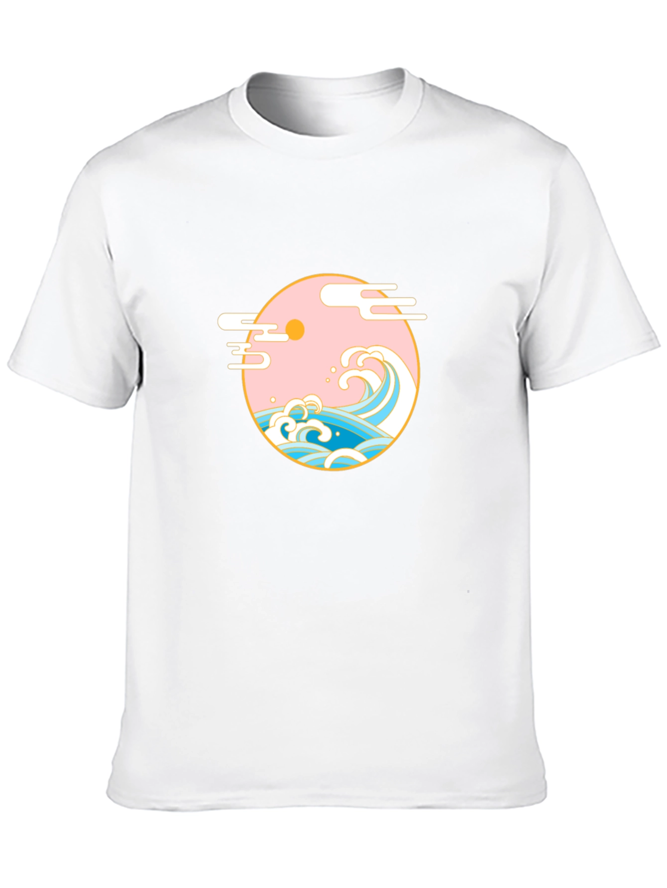 Black T-Shirt with Japanese Wave Graphic