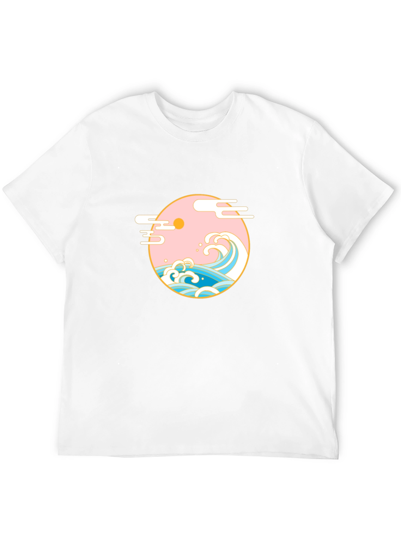 Black T-Shirt with Japanese Wave Graphic