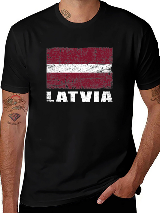 Latvia Flag T-Shirt - Distressed Graphic Tee