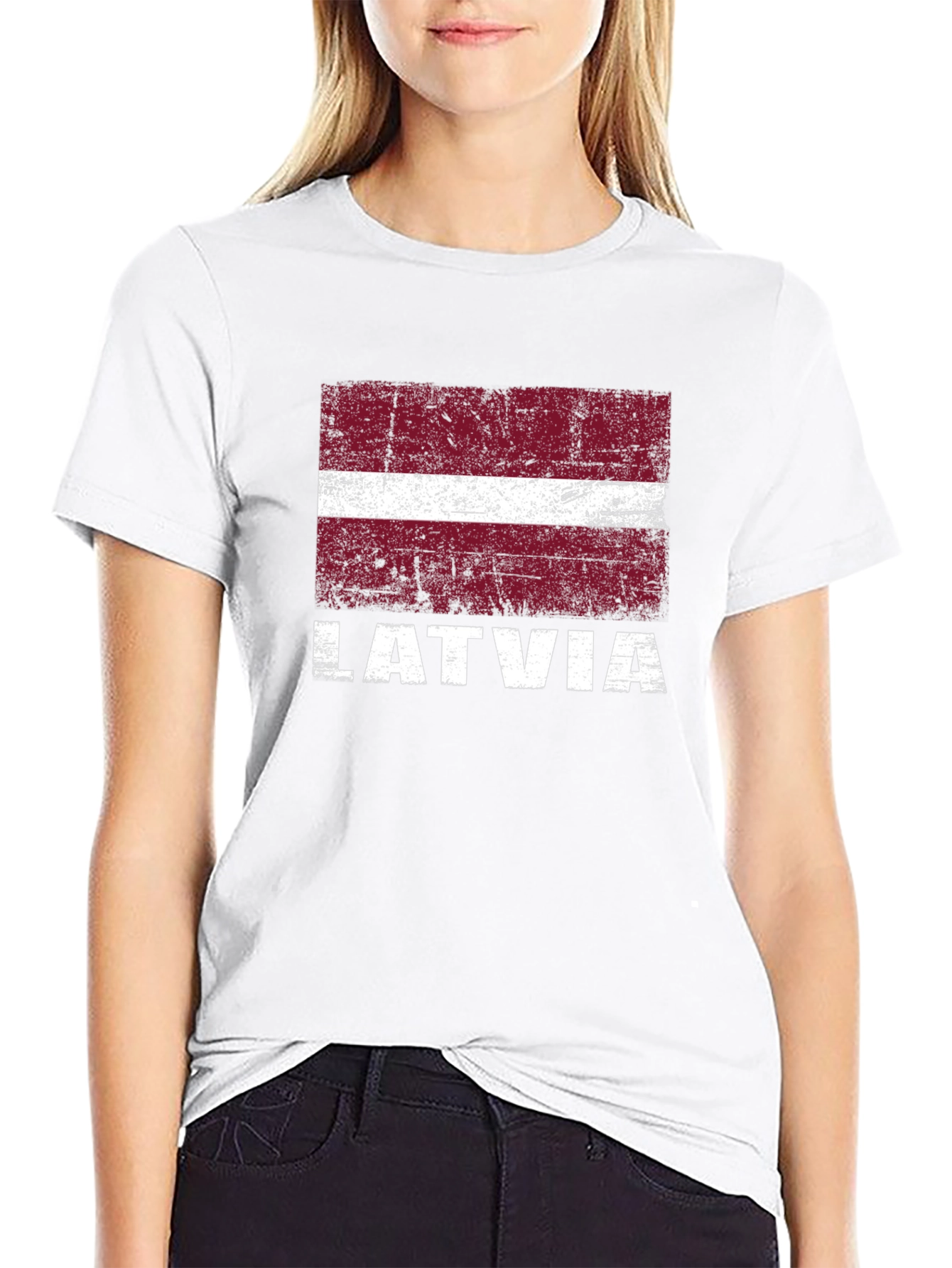 Latvia Flag T-Shirt - Distressed Graphic Tee