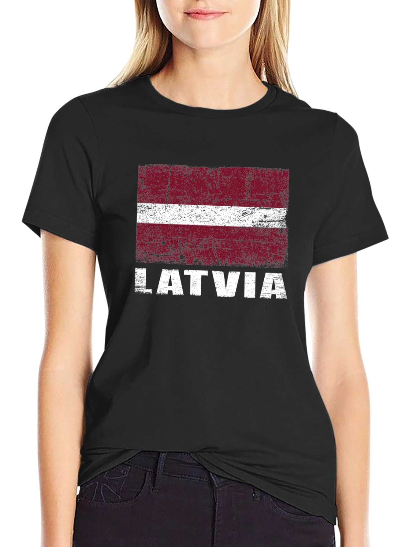Latvia Flag T-Shirt - Distressed Graphic Tee