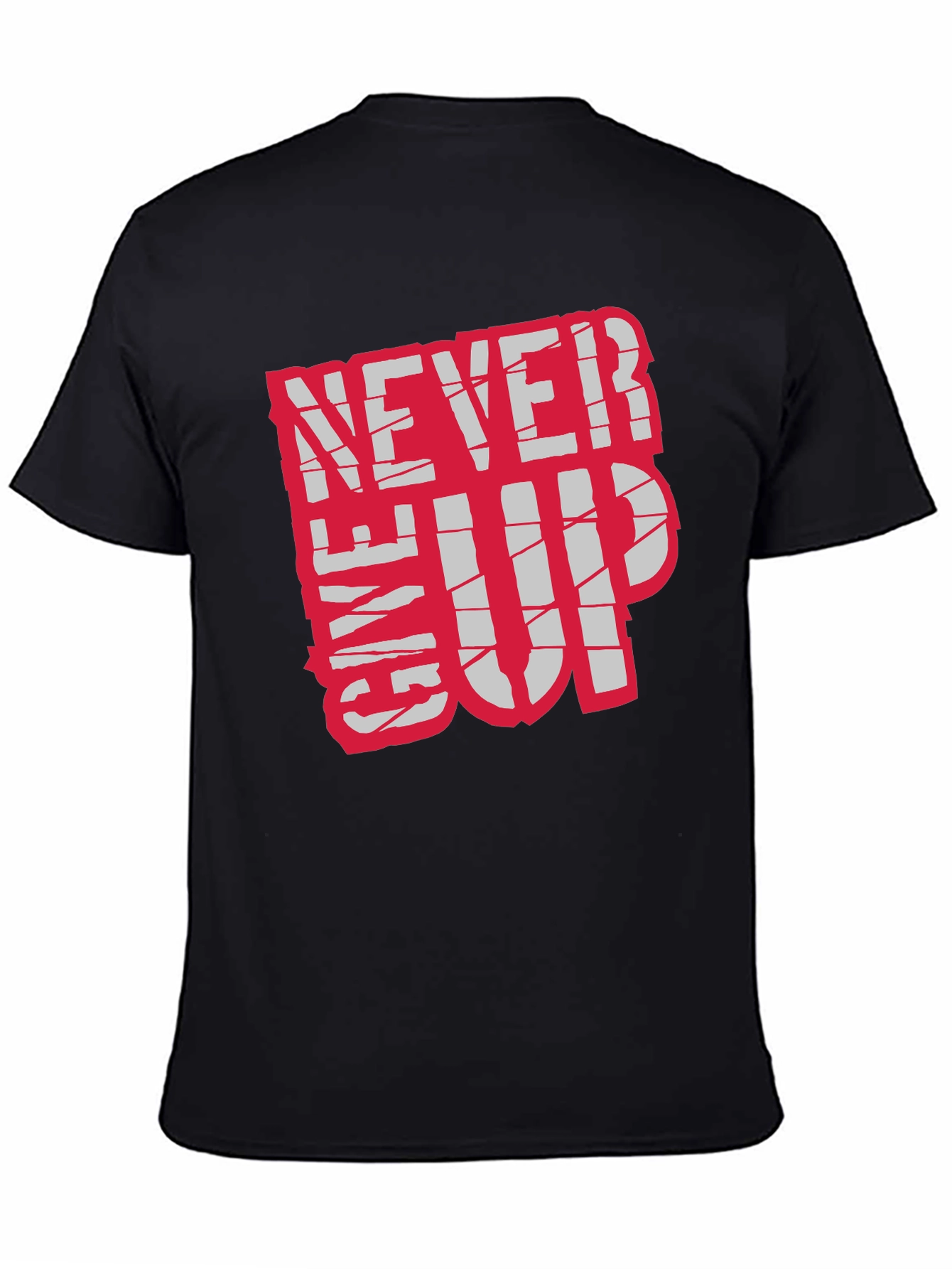 Motivational Never Give Up Black T-Shirt