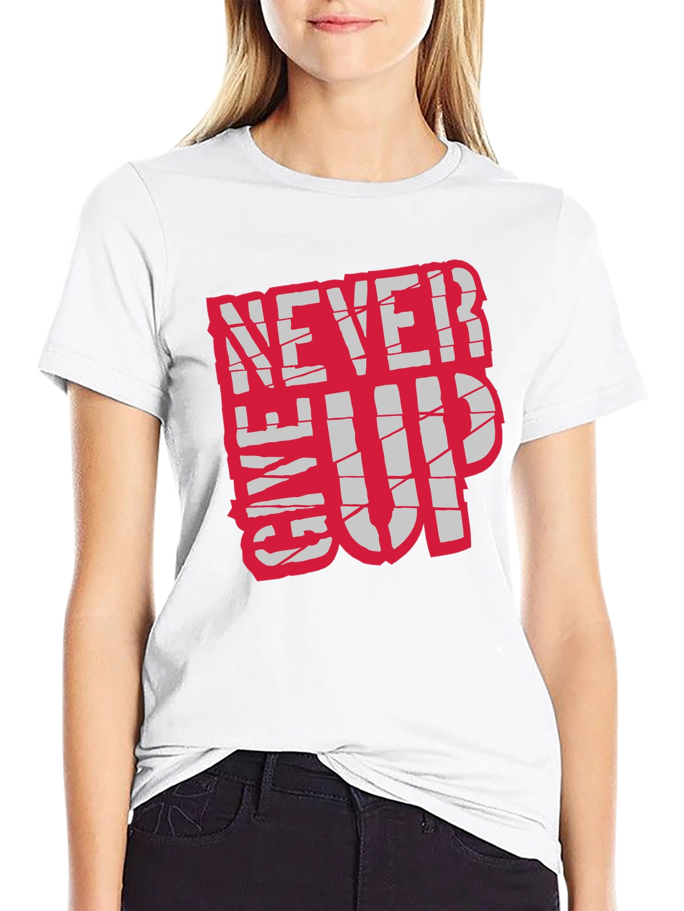 Motivational Never Give Up Black T-Shirt