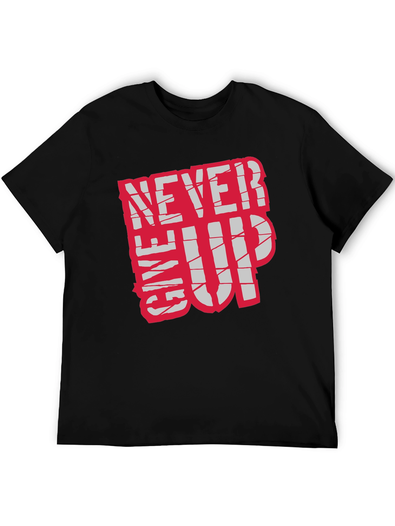 Motivational Never Give Up Black T-Shirt