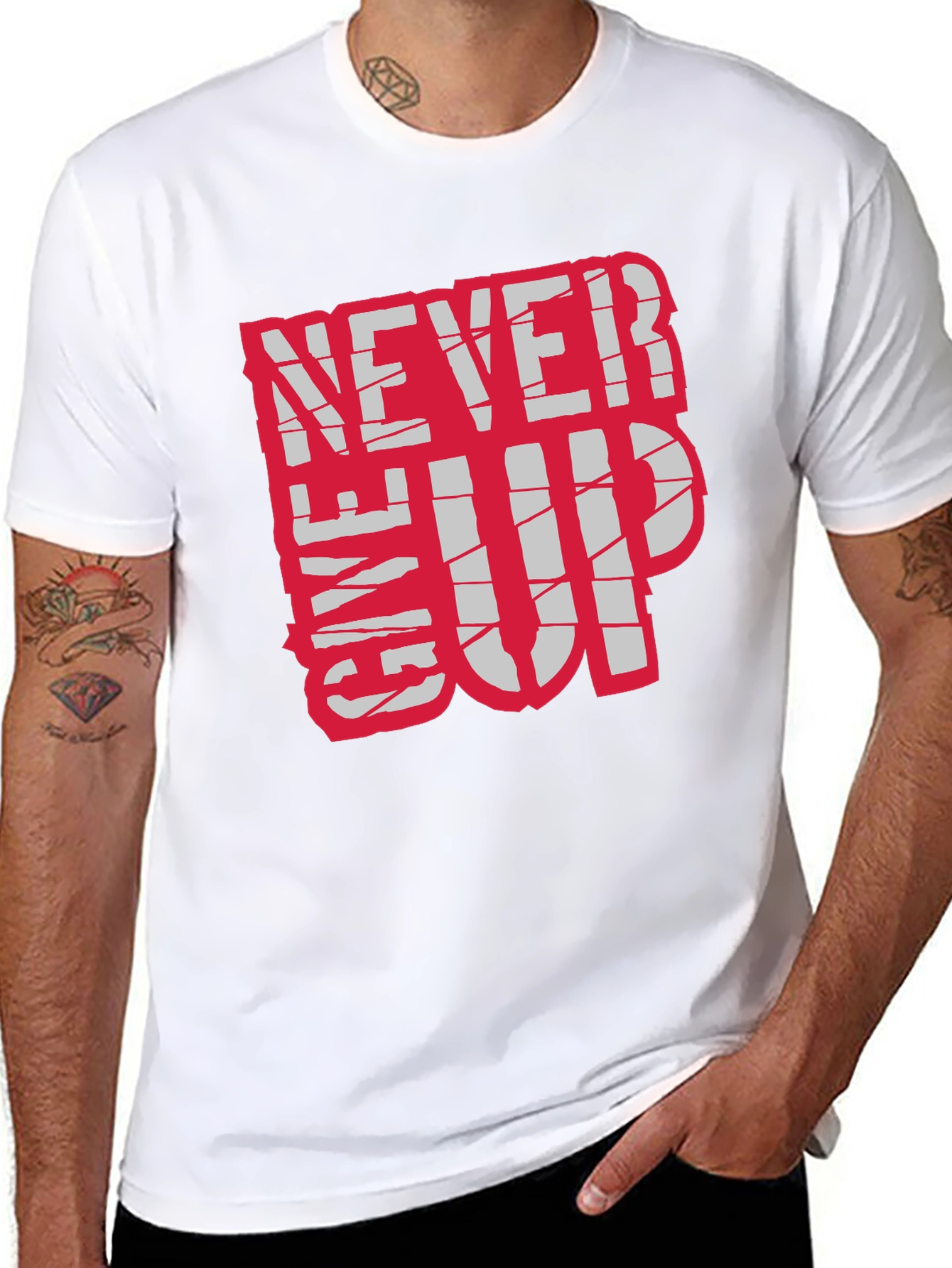Motivational Never Give Up Black T-Shirt