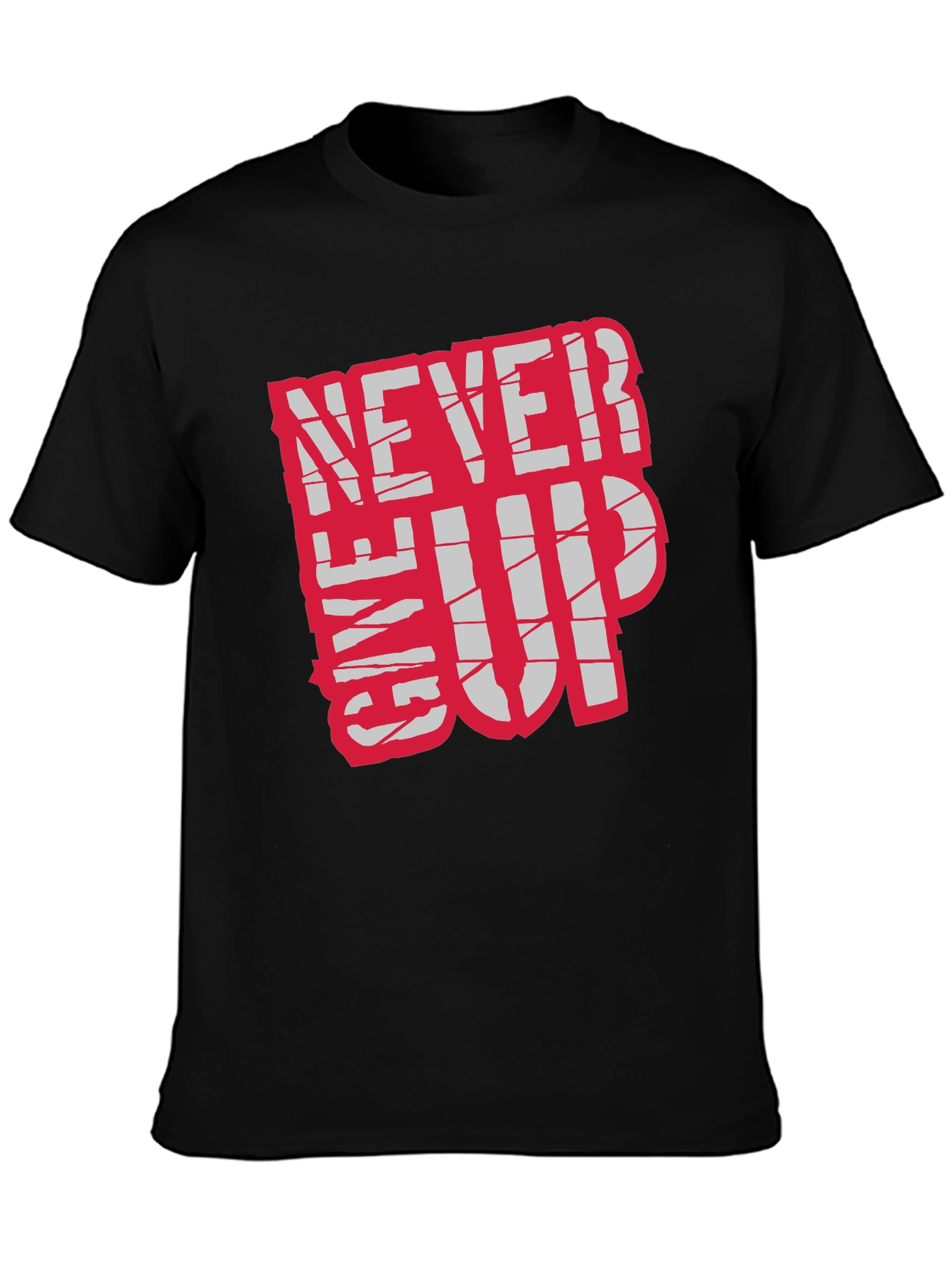 Motivational Never Give Up Black T-Shirt