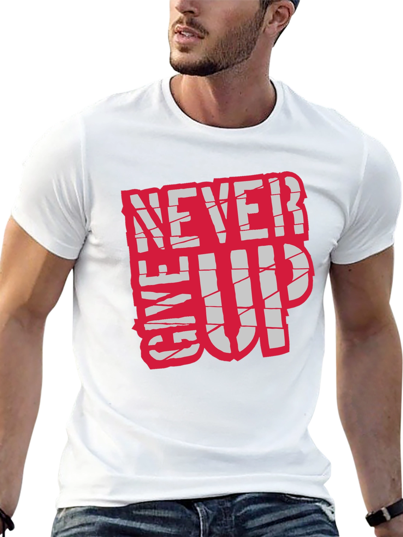 Motivational Never Give Up Black T-Shirt