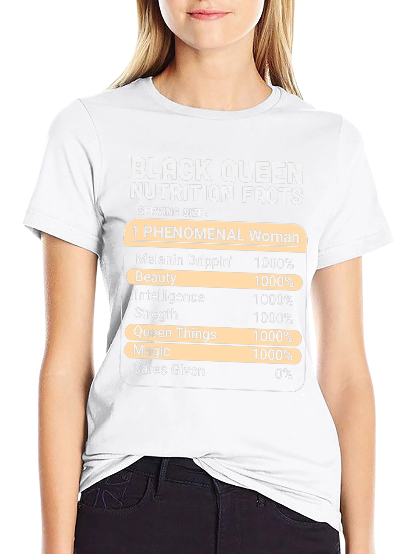 Black Queen Nutrition Facts Graphic T-Shirt