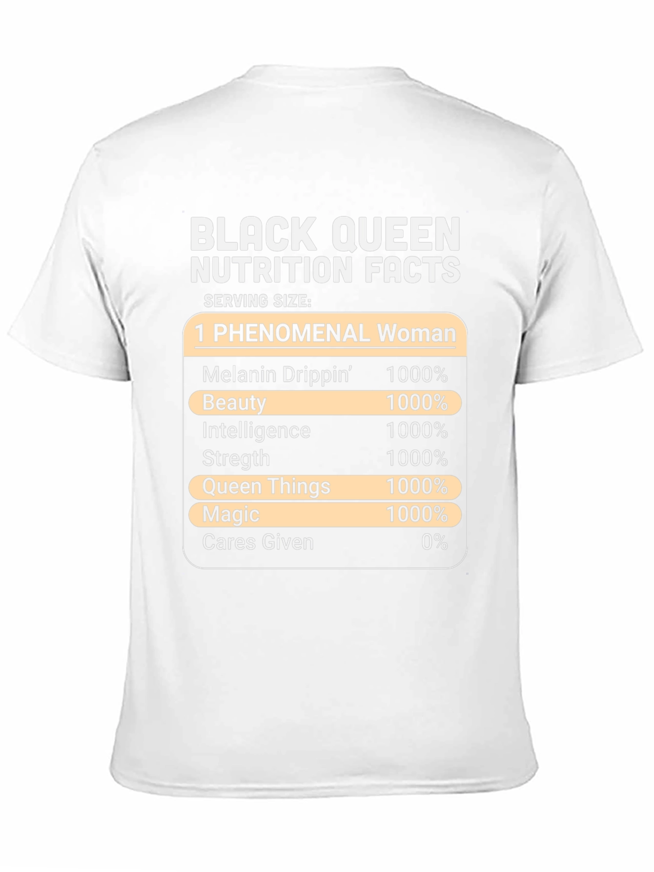 Black Queen Nutrition Facts Graphic T-Shirt