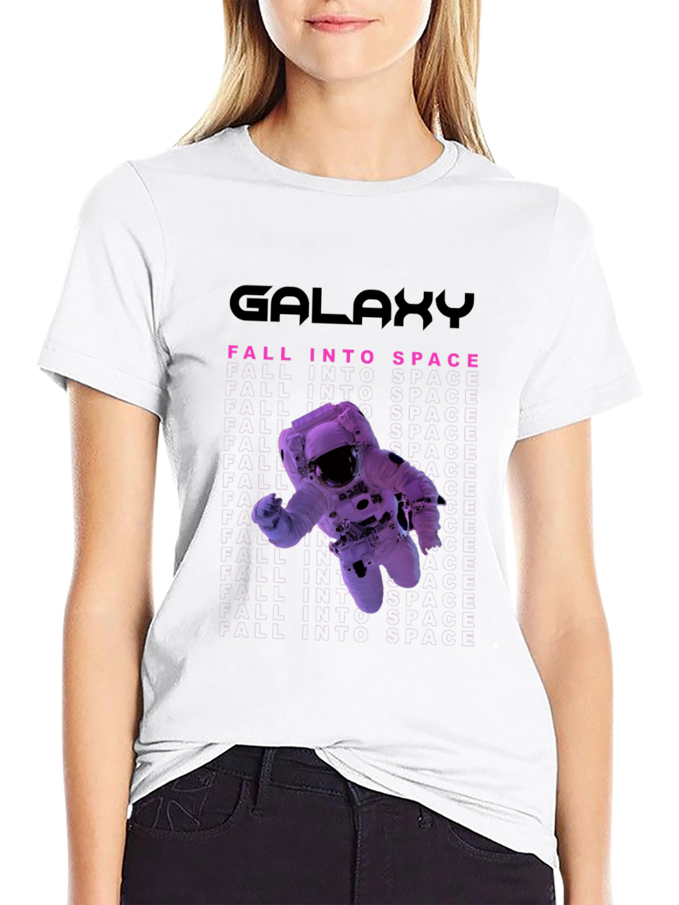 Galaxy Fall Into Space Black T-Shirt