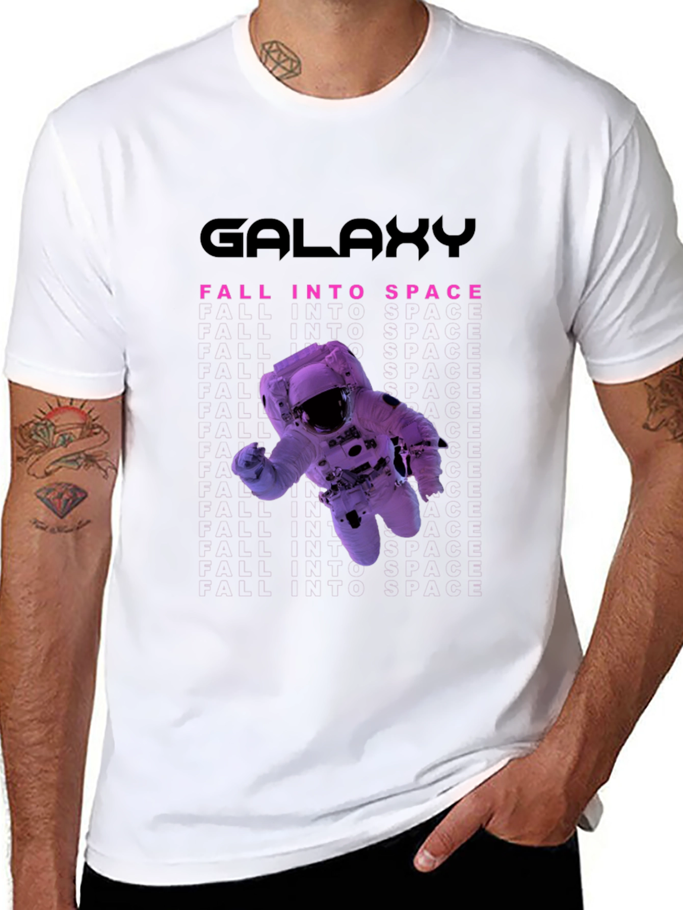 Galaxy Fall Into Space Black T-Shirt