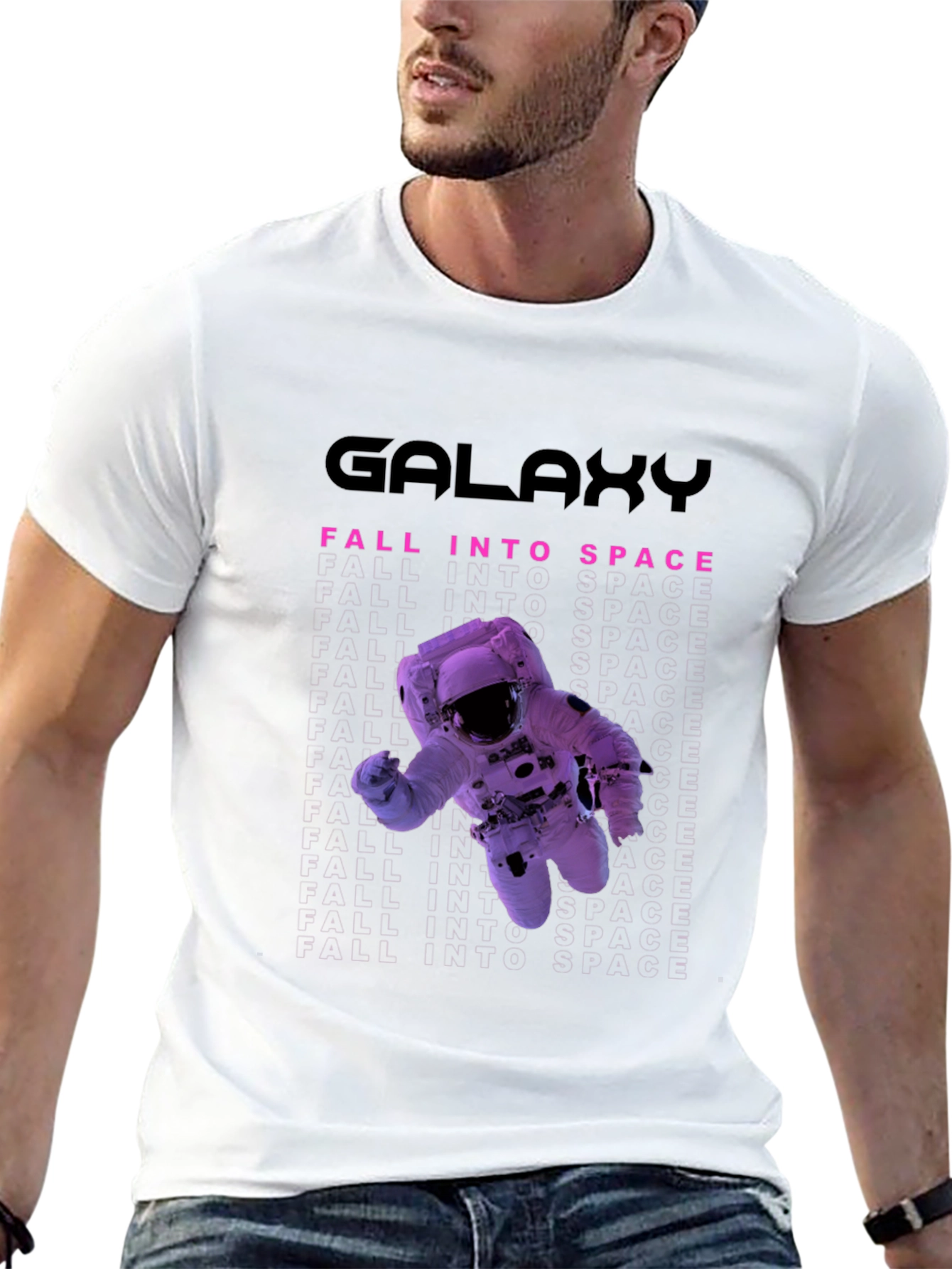 Galaxy Fall Into Space Black T-Shirt