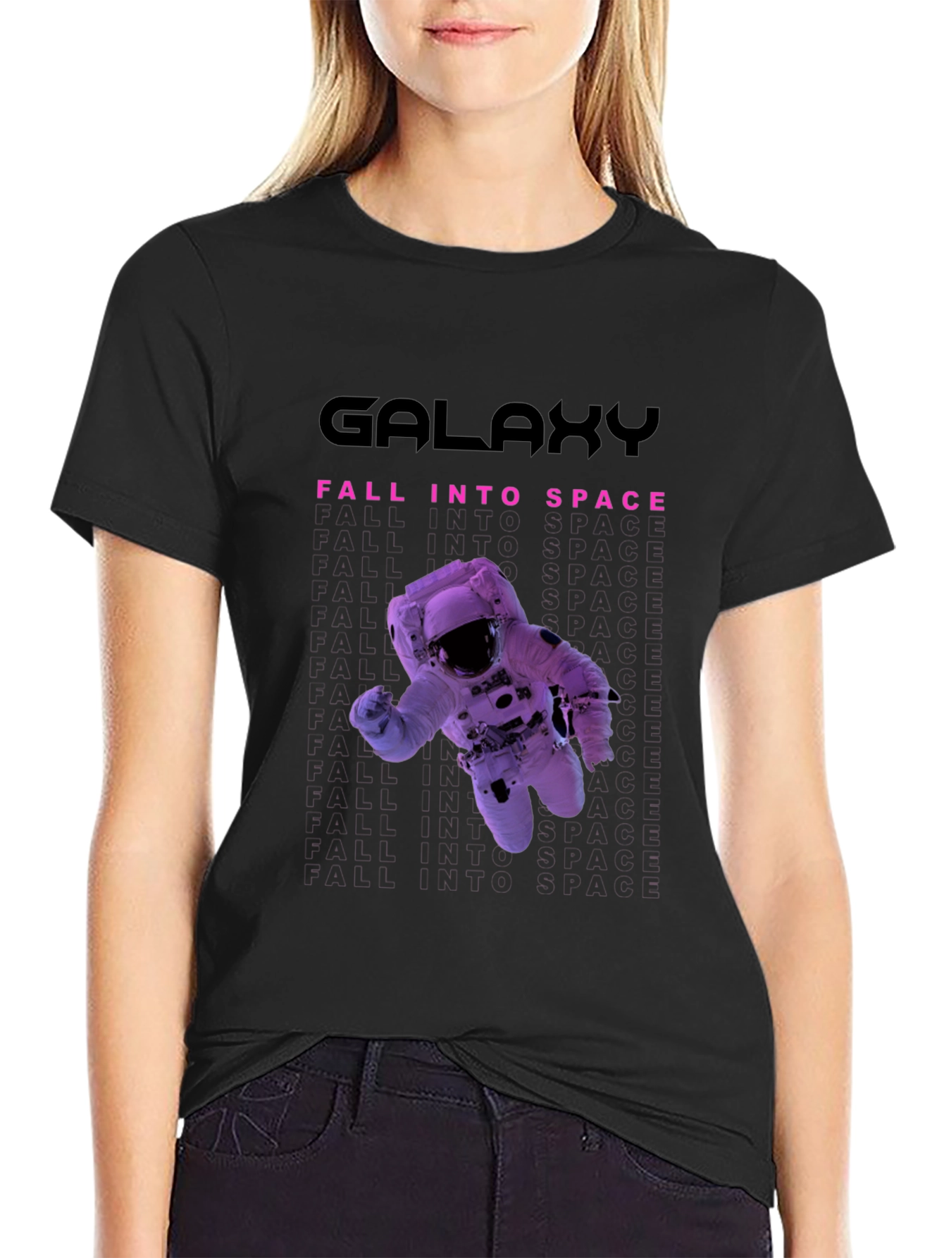 Galaxy Fall Into Space Black T-Shirt