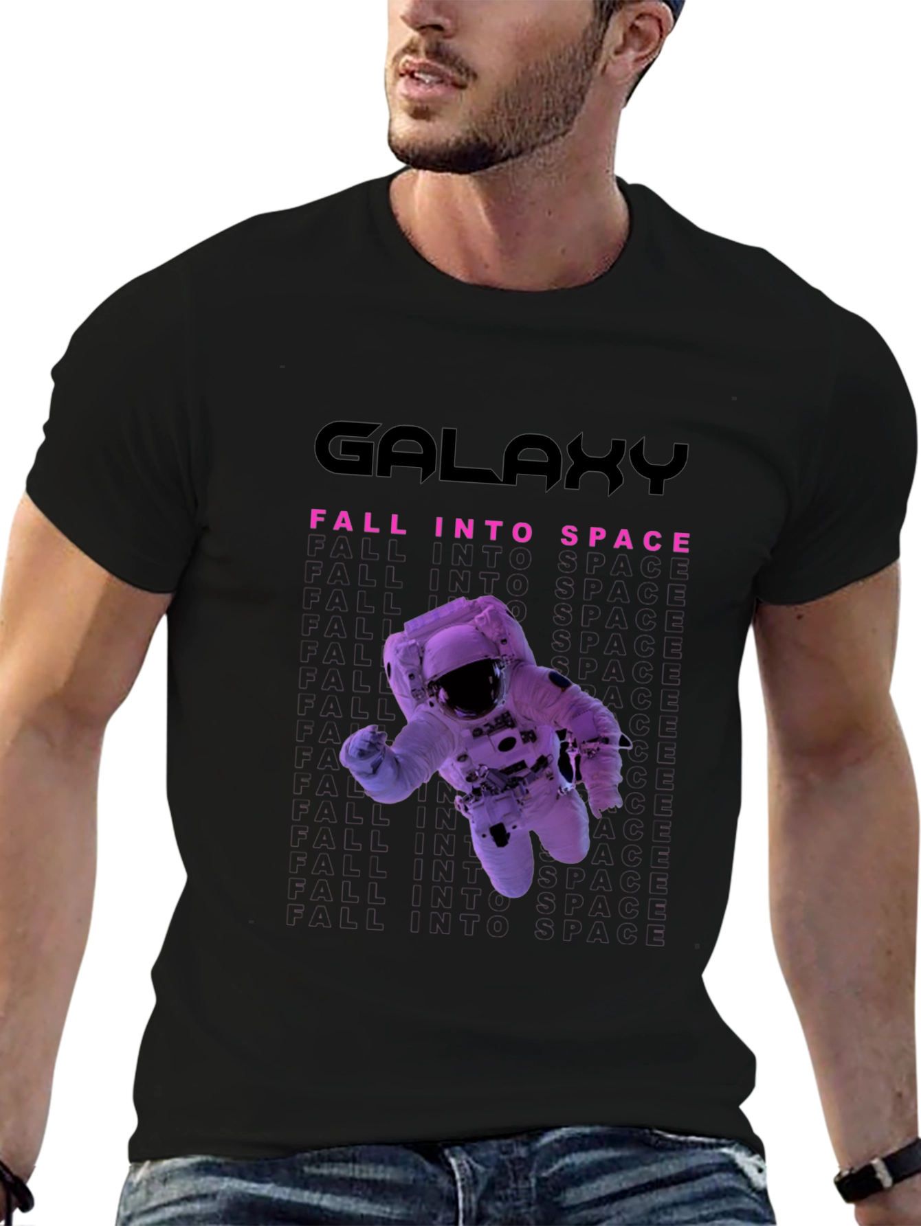Galaxy Fall Into Space Black T-Shirt