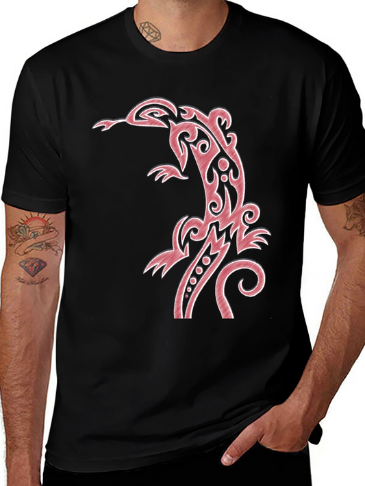 Tribal Lizard Graphic Black T-Shirt