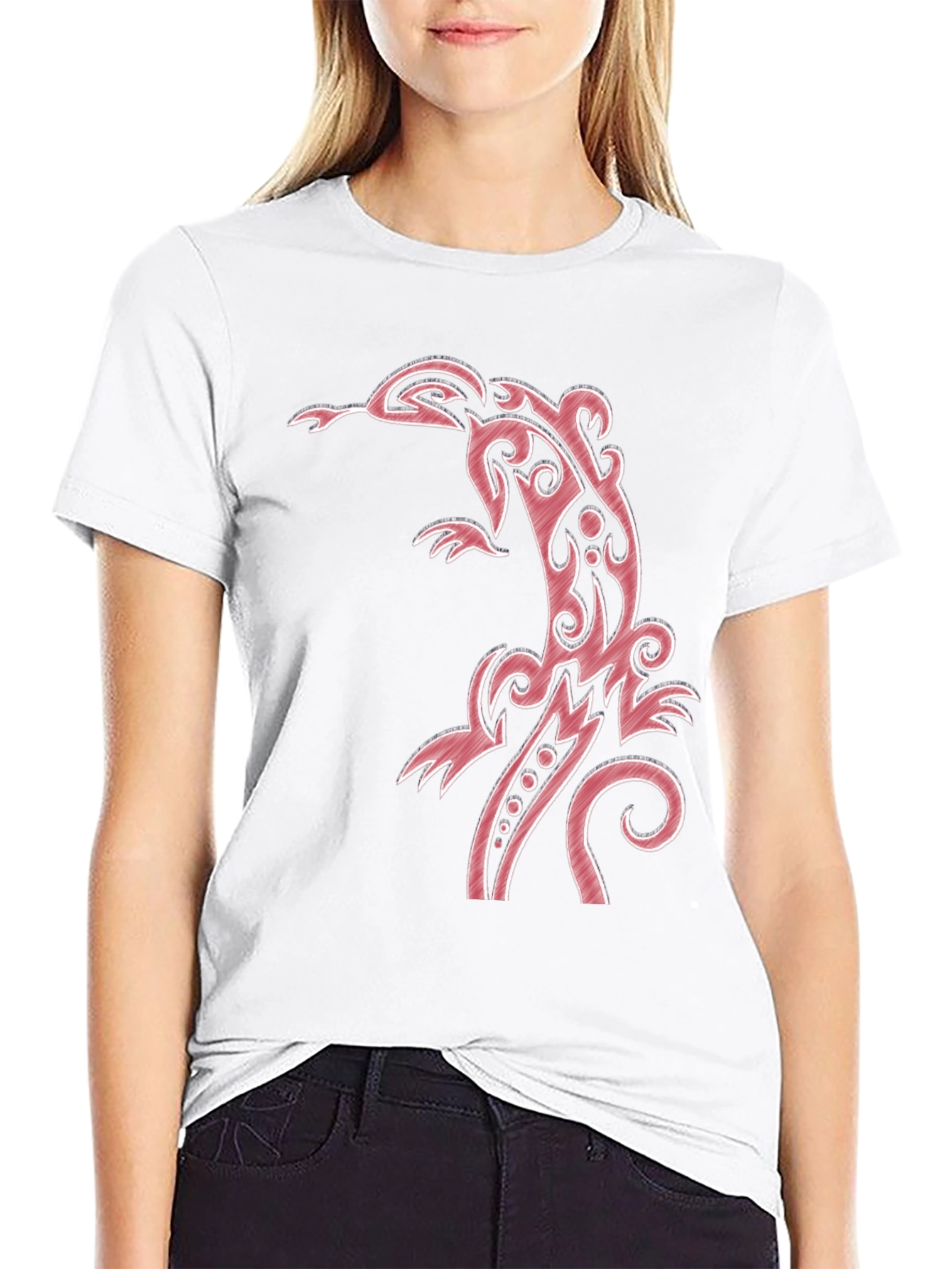 Tribal Lizard Graphic Black T-Shirt