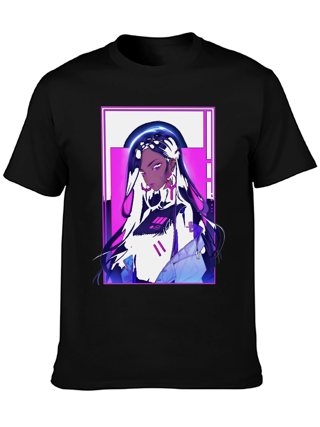 Anime Girl Graphic Print Black Tee