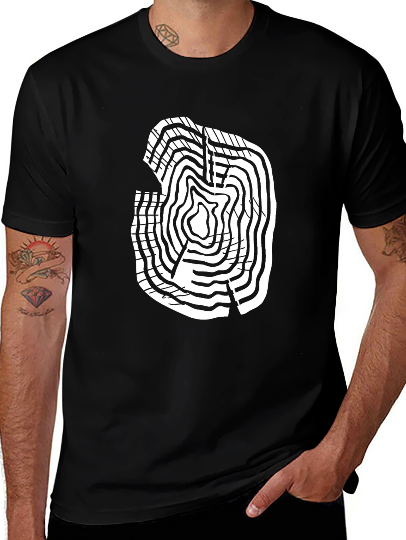 Tree Ring Graphic Black T-Shirt